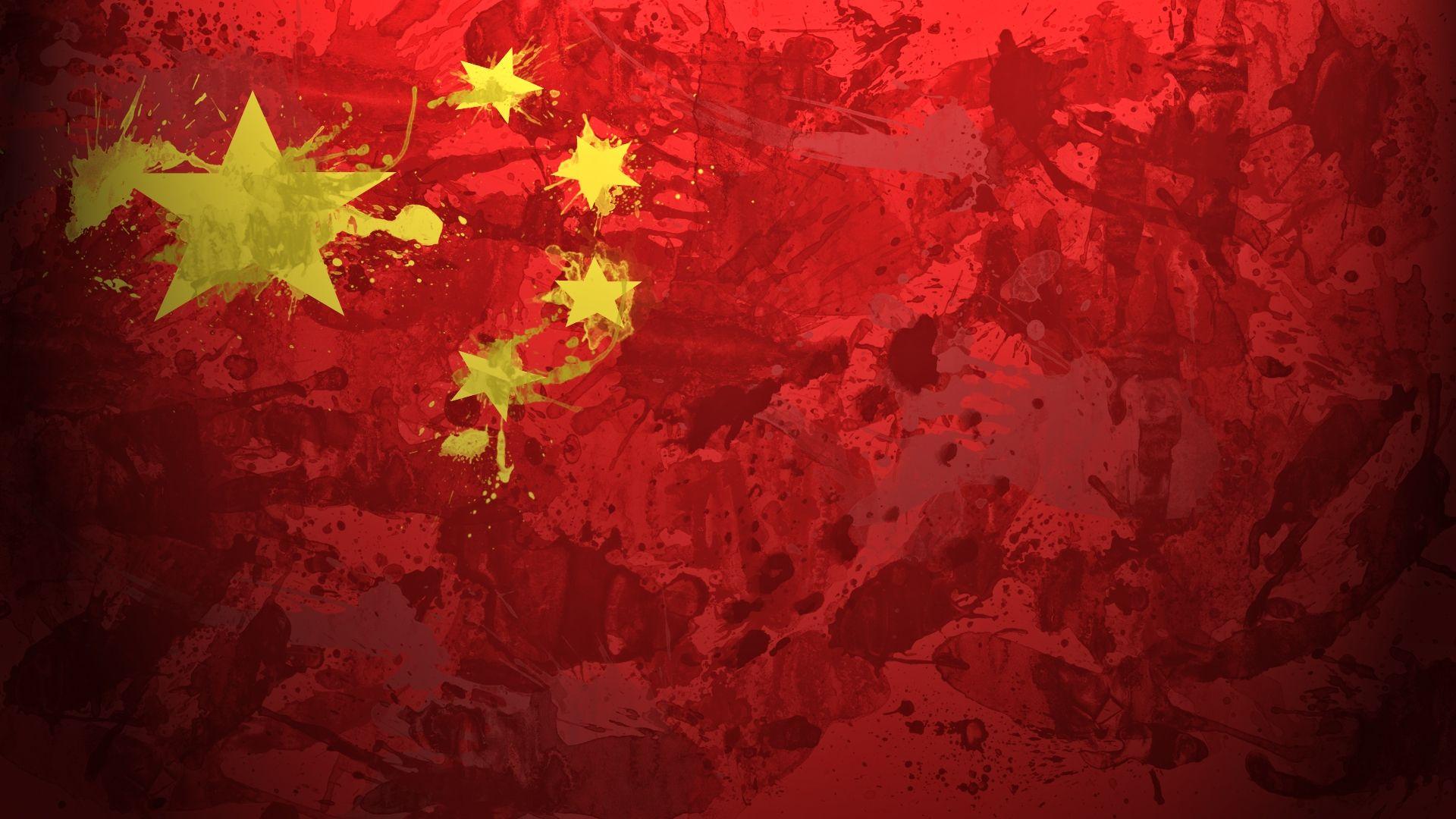 Download Wallpaper 1920x1080 china, flag, background, texture, paint