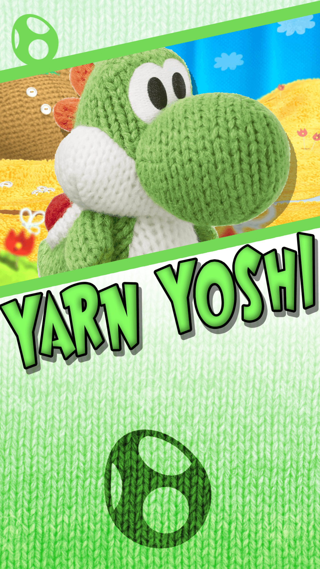Yarn Yoshi Woolly World Phone Wallpaper