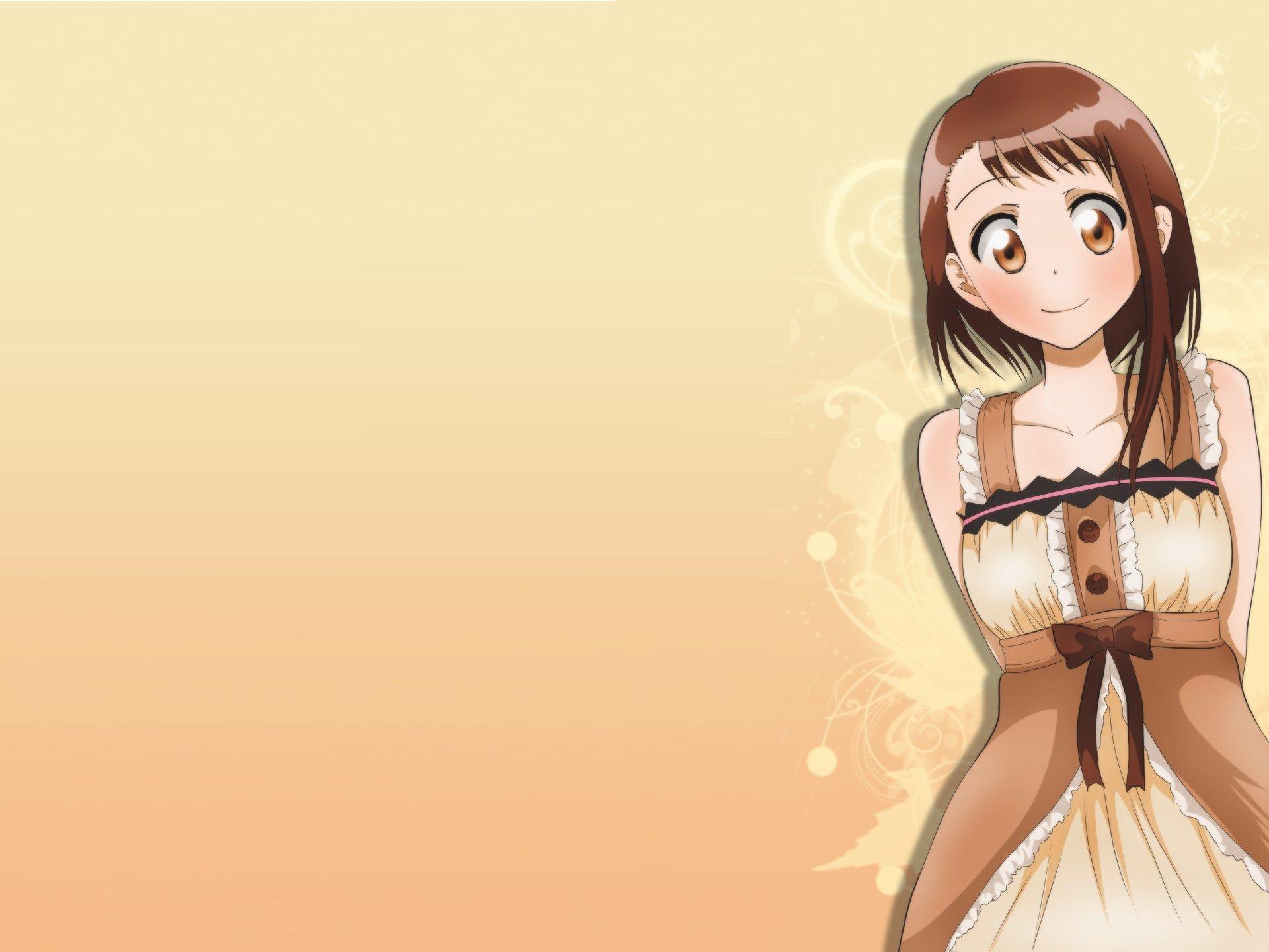 wallpaper, dress, brown eyes, Brown Hair, anime girl, Nisekoi, anime