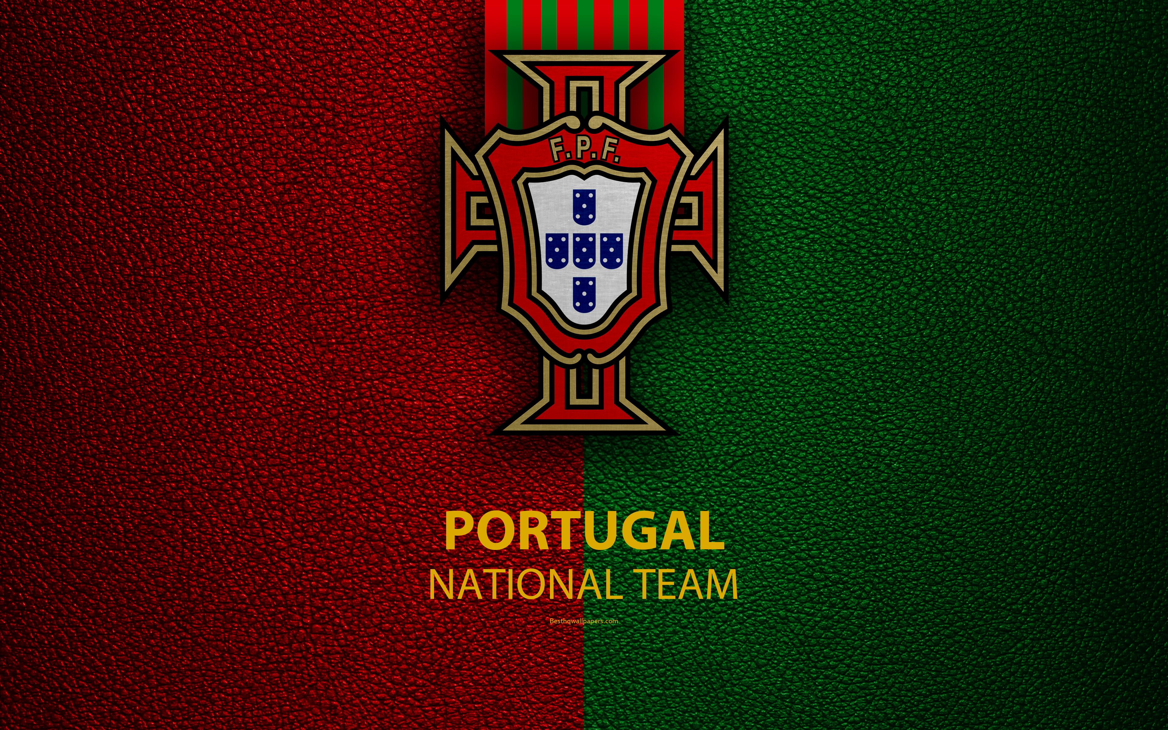Download wallpaper Portugal national football team, 4k, leather