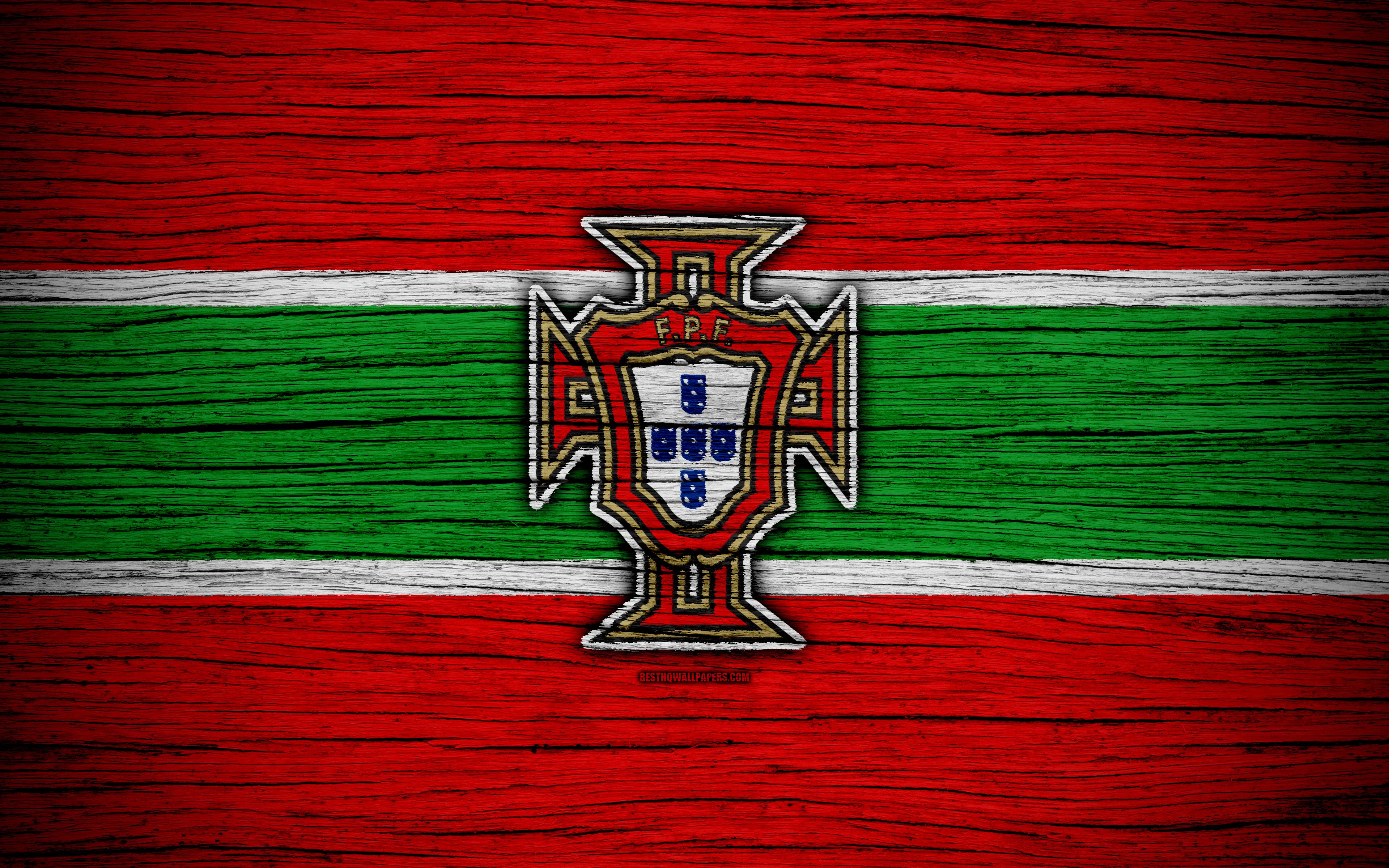 Download wallpaper 4k, Portugal national football team, logo, UEFA