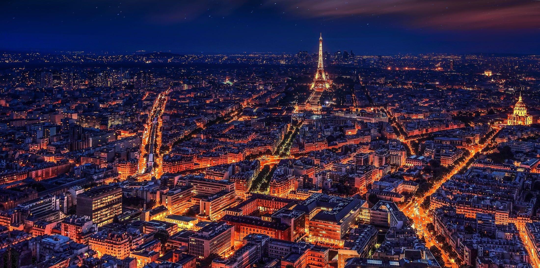 Landscape photo of Paris city seeing Eiffel Tower with buildings