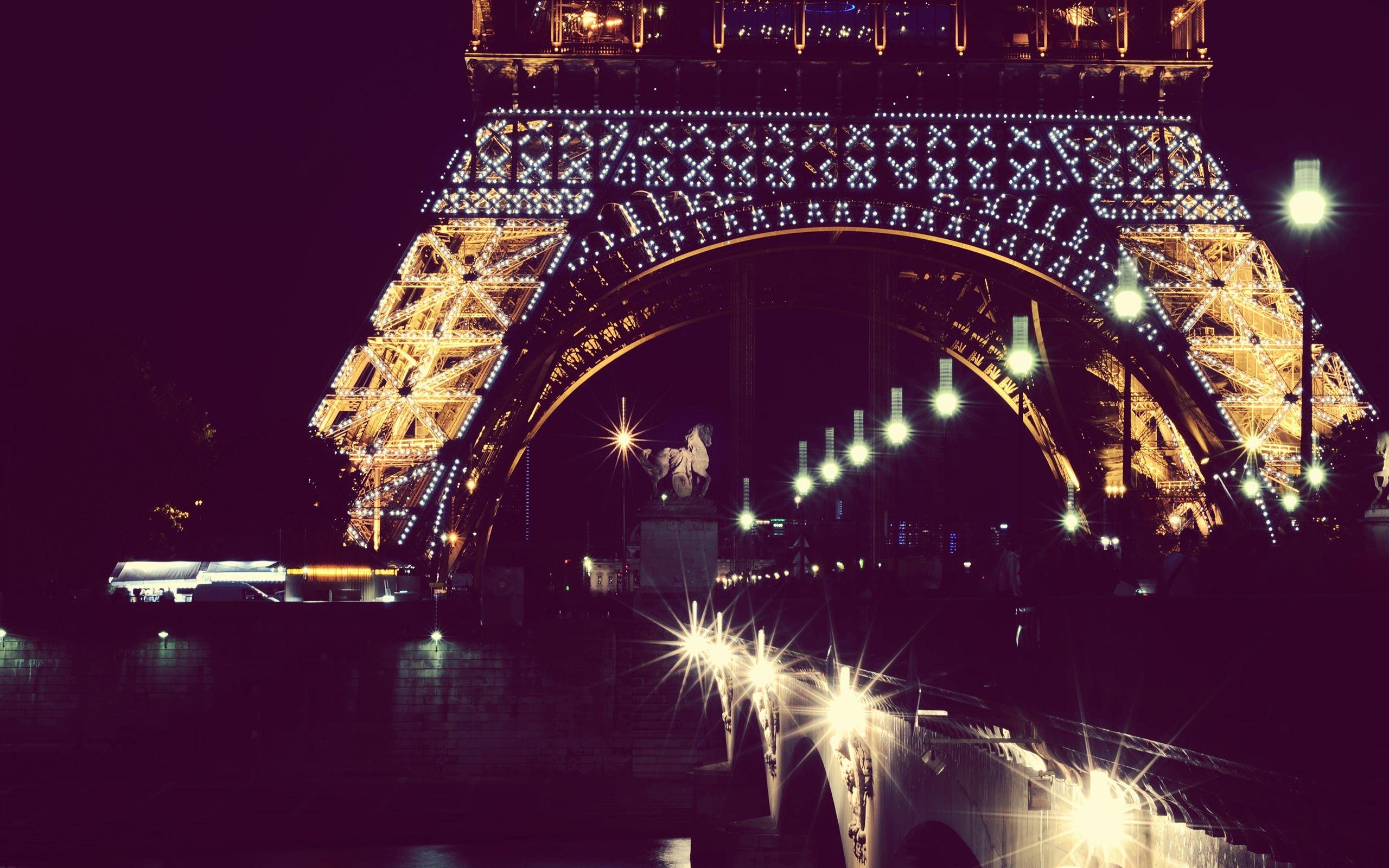 Eiffel Tower Paris Lights Night wallpaperx1600