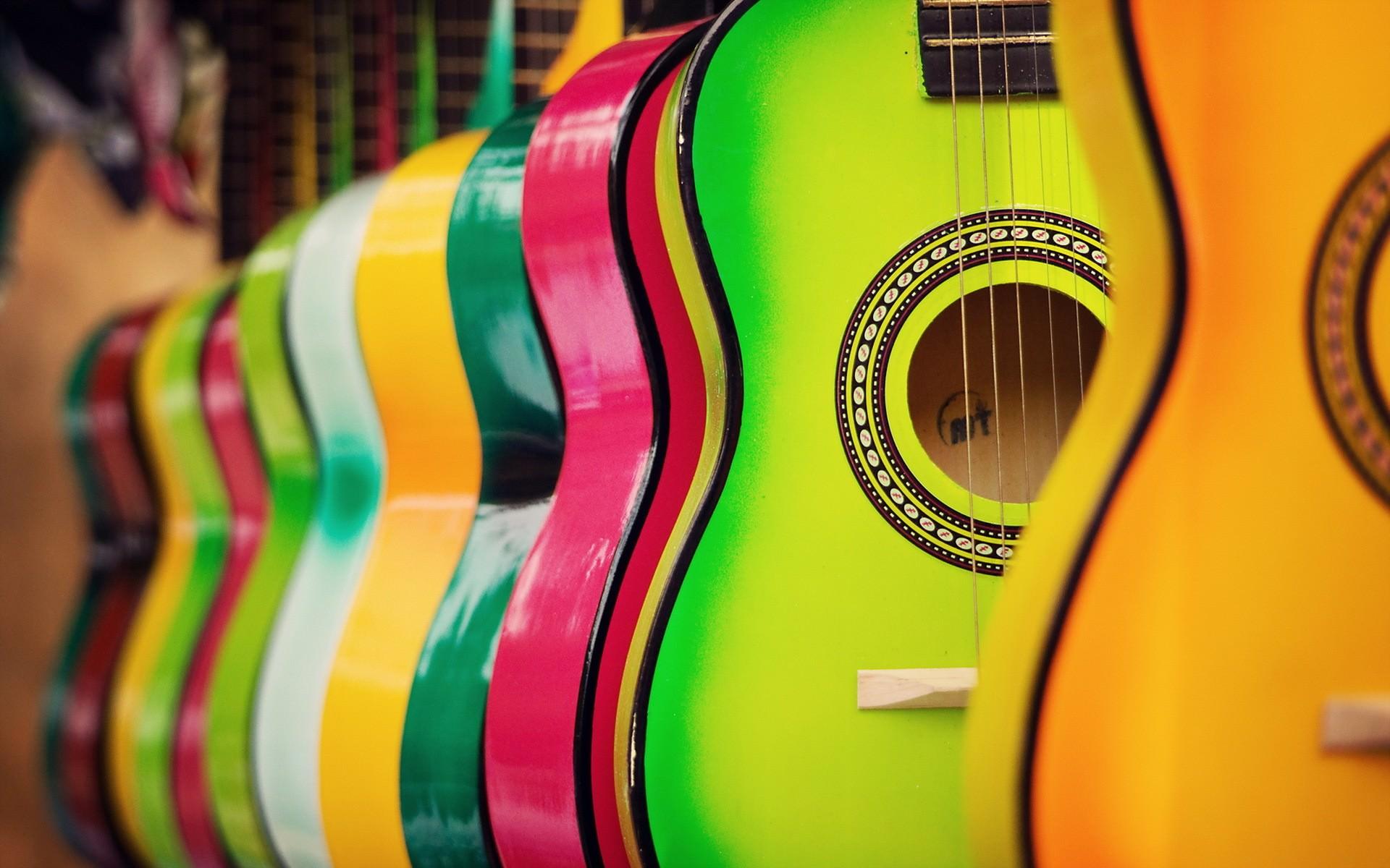 Colorful Classic Guitars Wallpaper