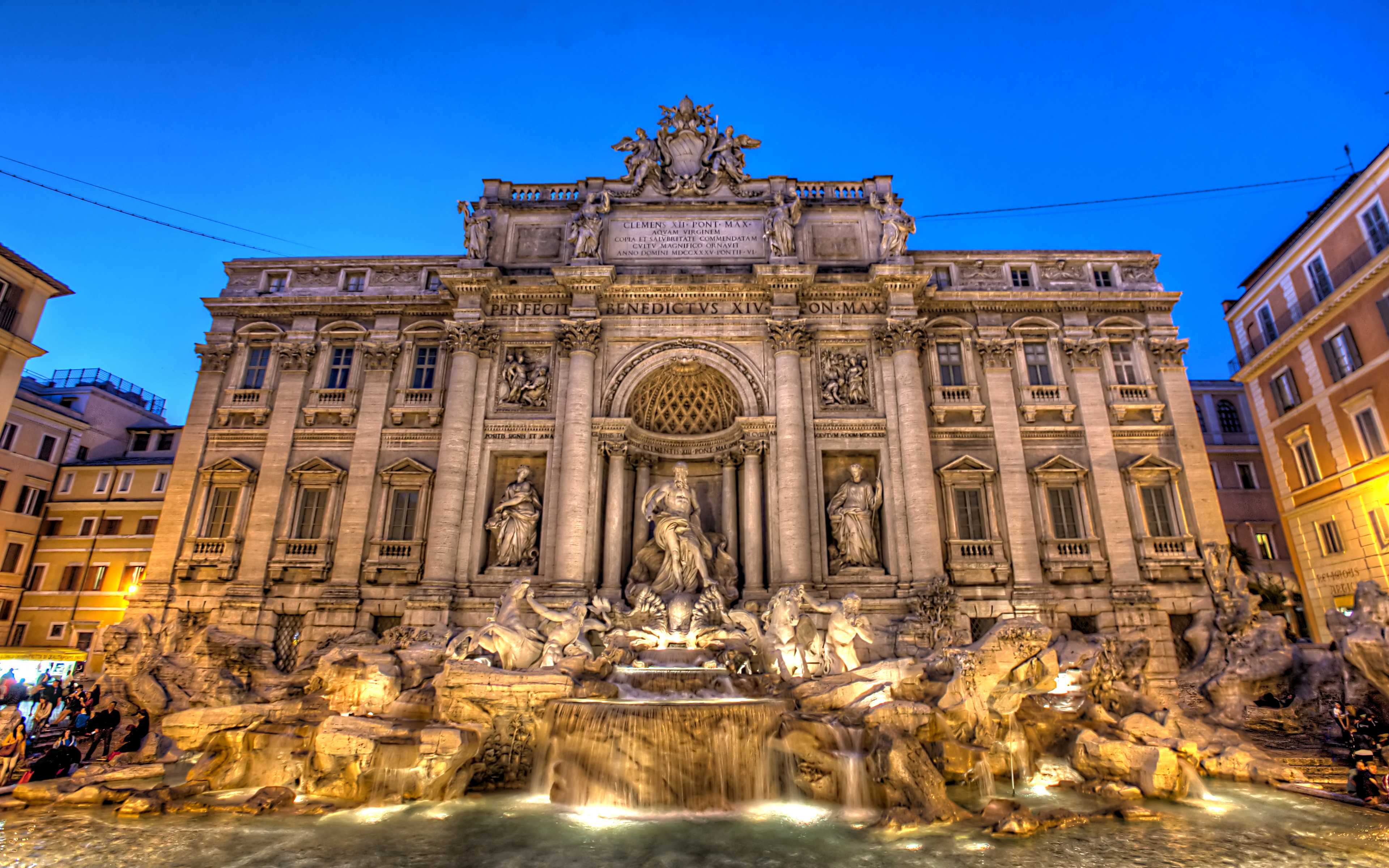 Trevi Fountain Rome Italy Widescreen Wallpaper Wide Desktop Of