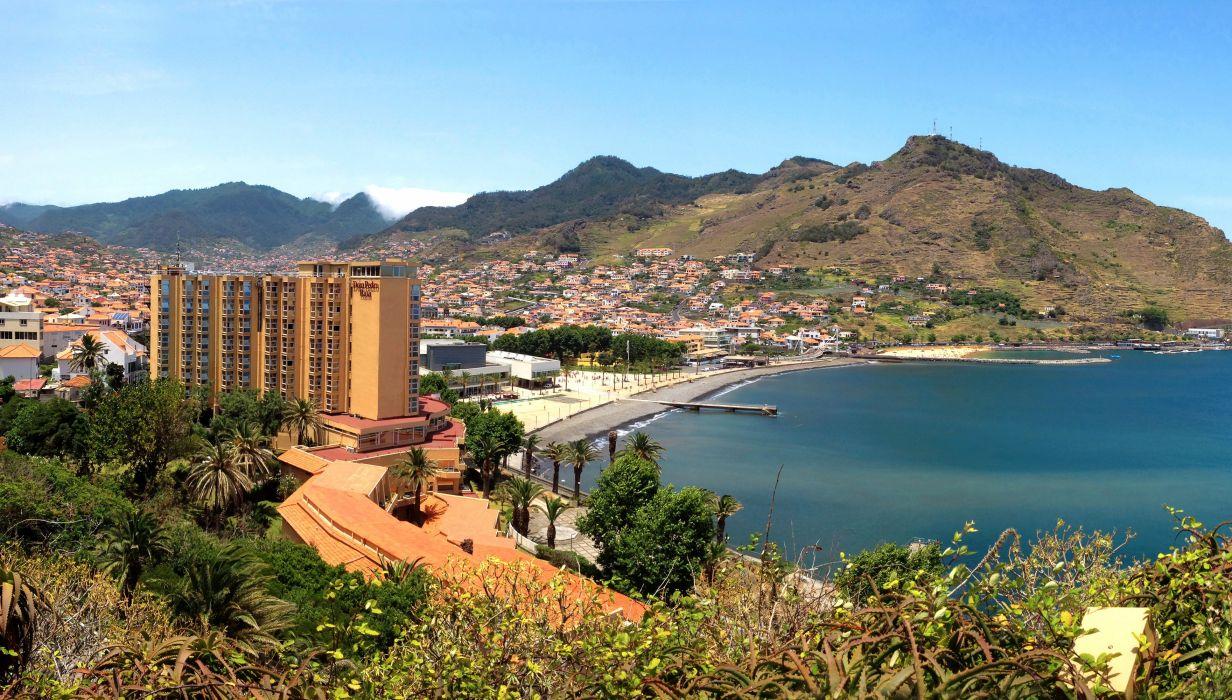 Portugal Coast Houses Mountains Funchal Madeira island Cities