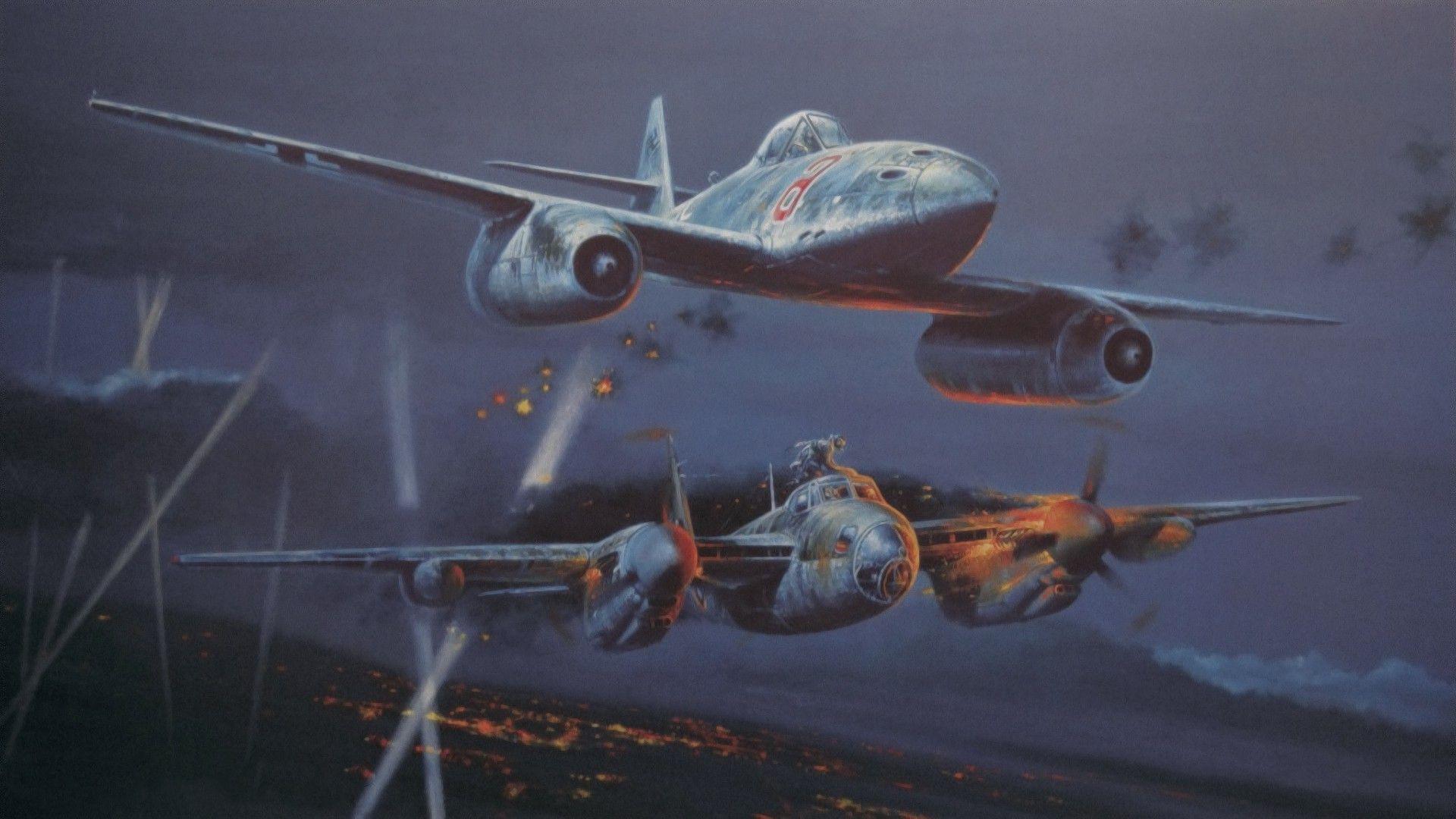 artwork, Aircraft, Military, World War II, Messerschmitt Me De