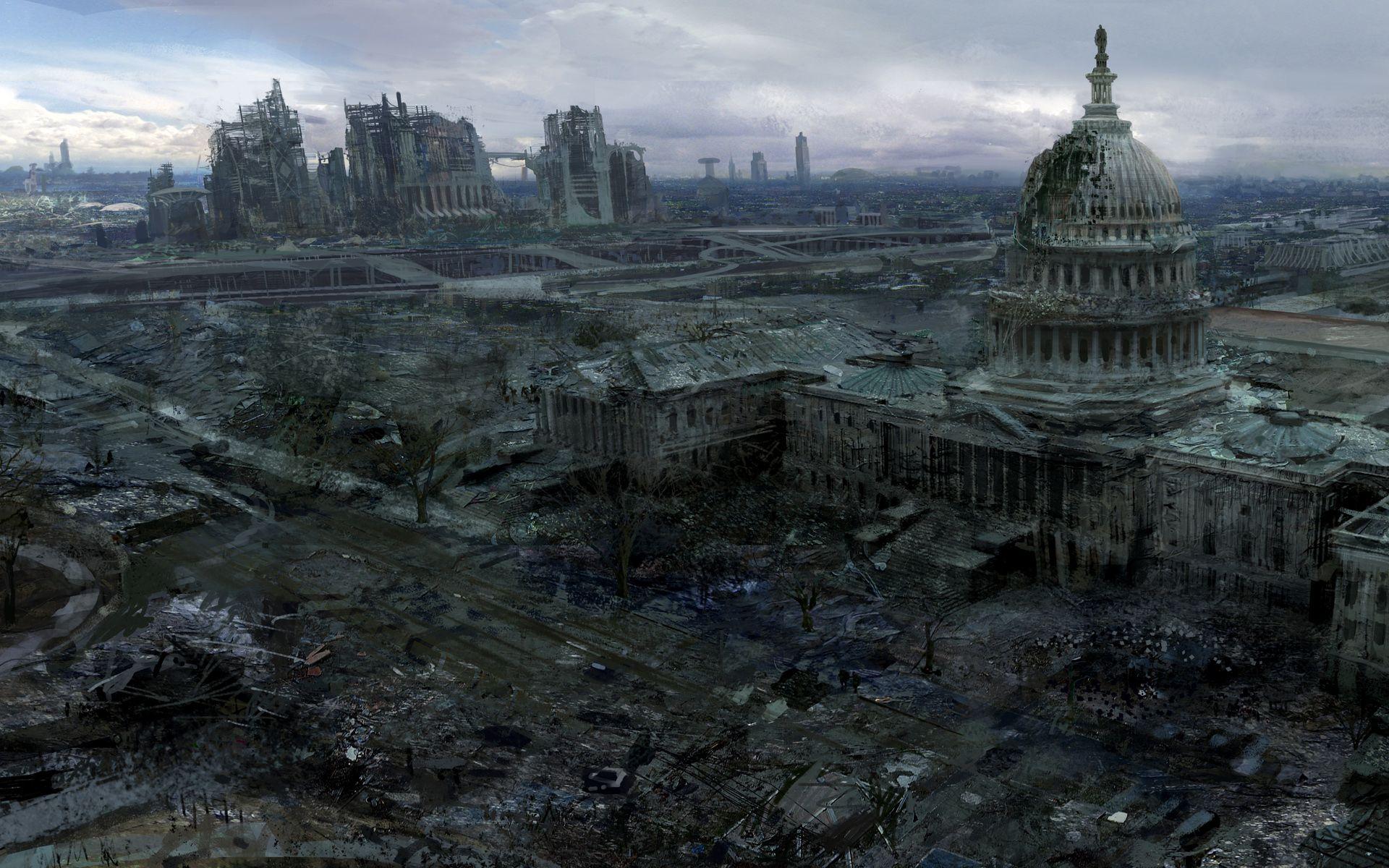 Video Games Ruins Post Apocalyptic Artwork Fallout 3 Wallpaper