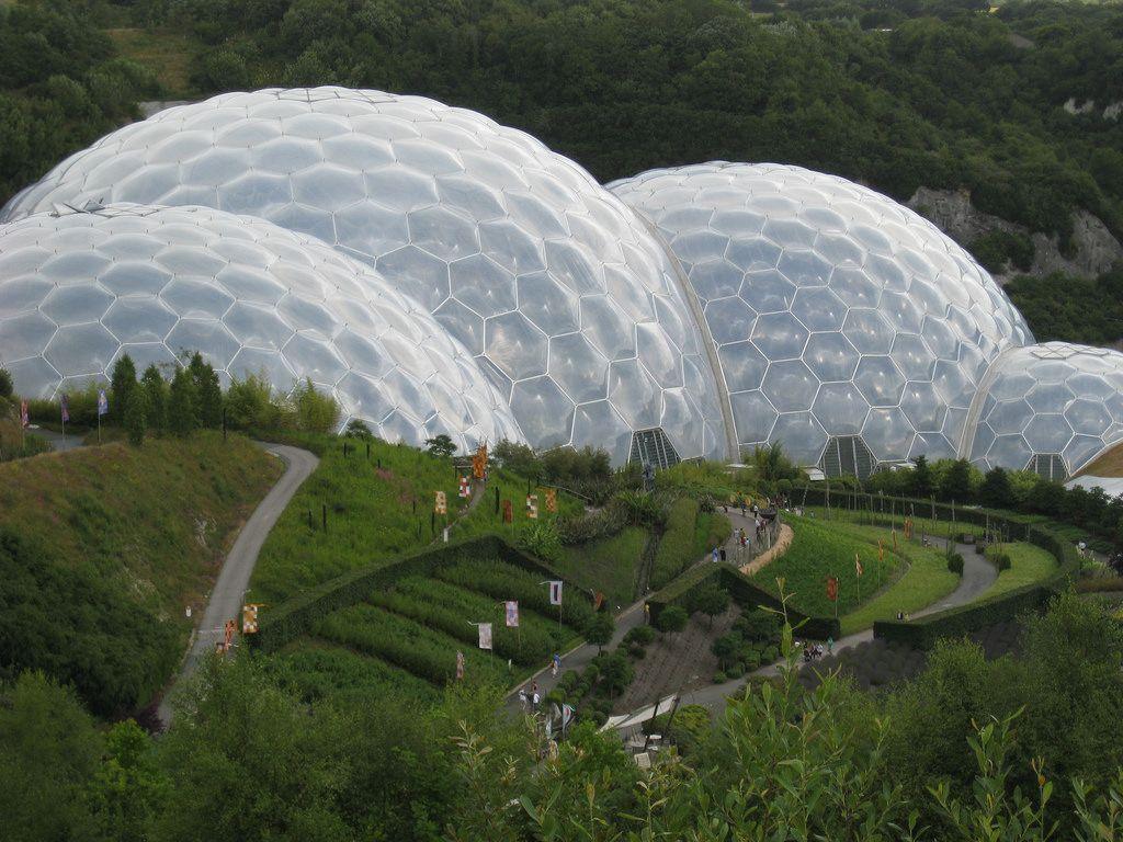 the eden project. seen from the china clay trail that runs