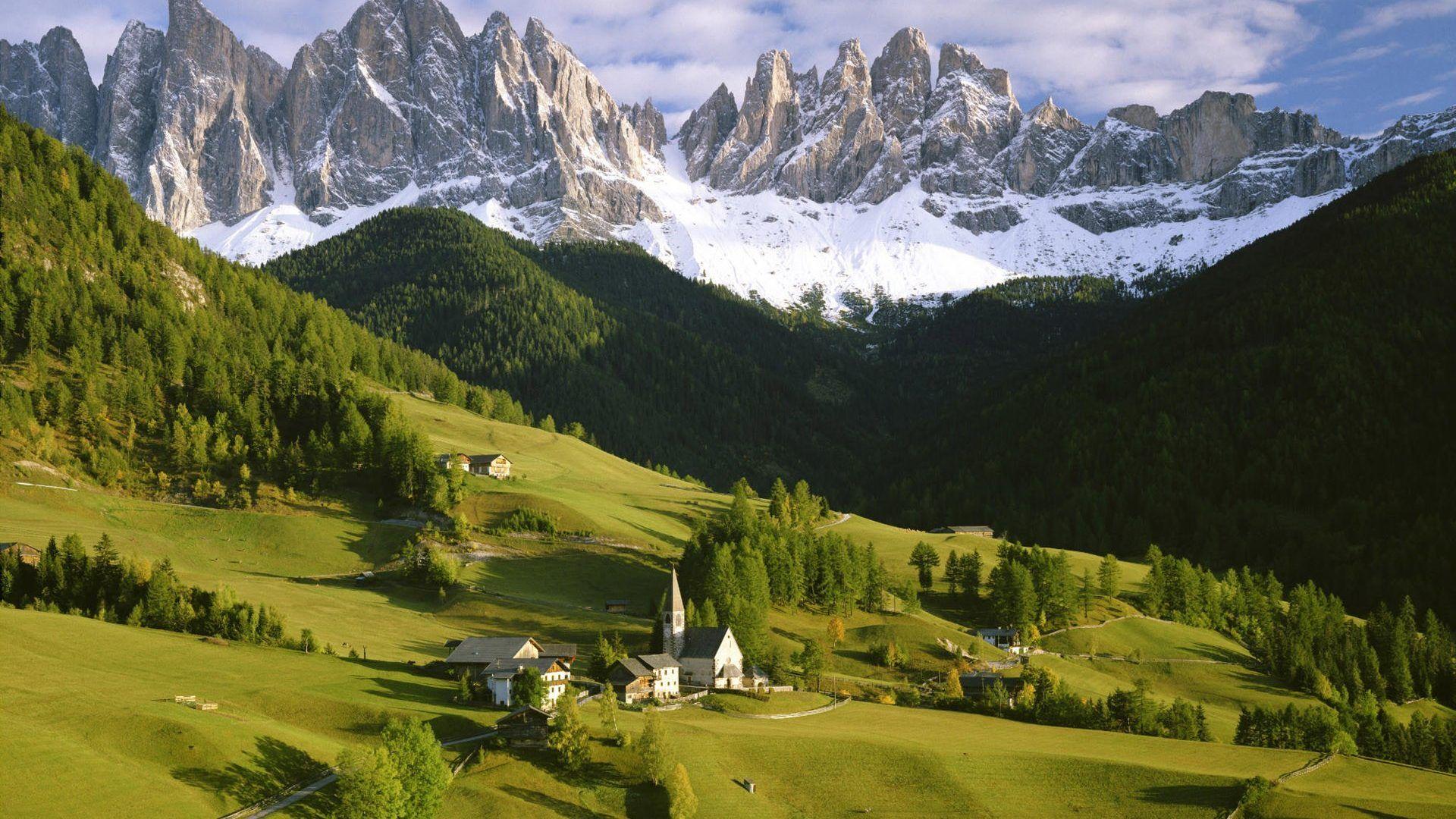 Mountains: Village Forest Small Italian Nature Cloudy Alpine