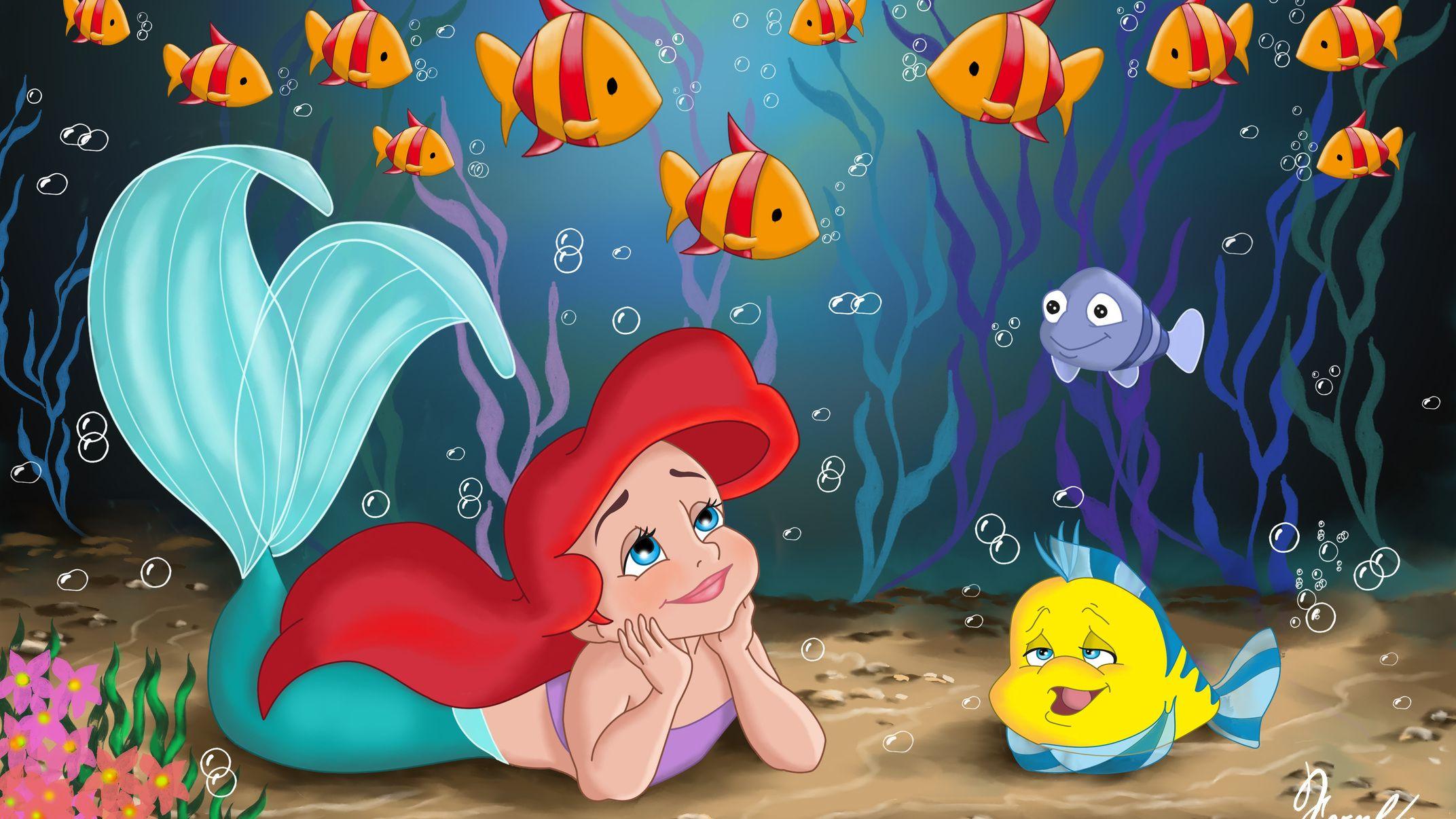 The Little Mermaid Cartoon Image Wallpaper for iPad Air 2
