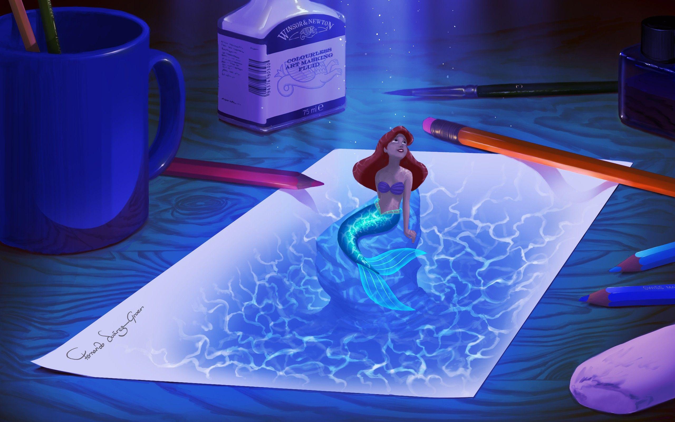 Drawn mermaid desktop wallpaper and in color drawn mermaid
