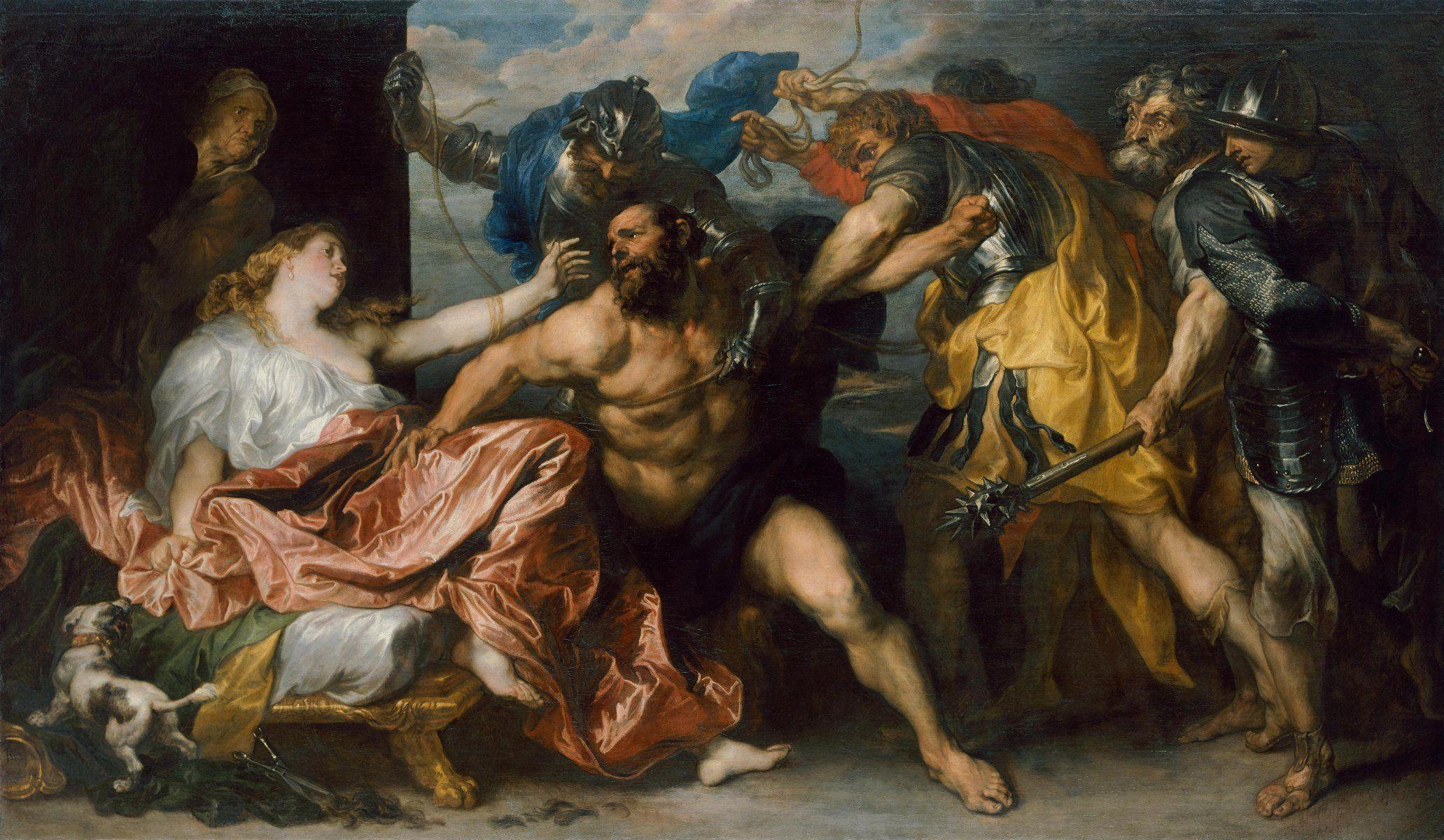 paul van dyck painting myth the taking of samson dalila scissors