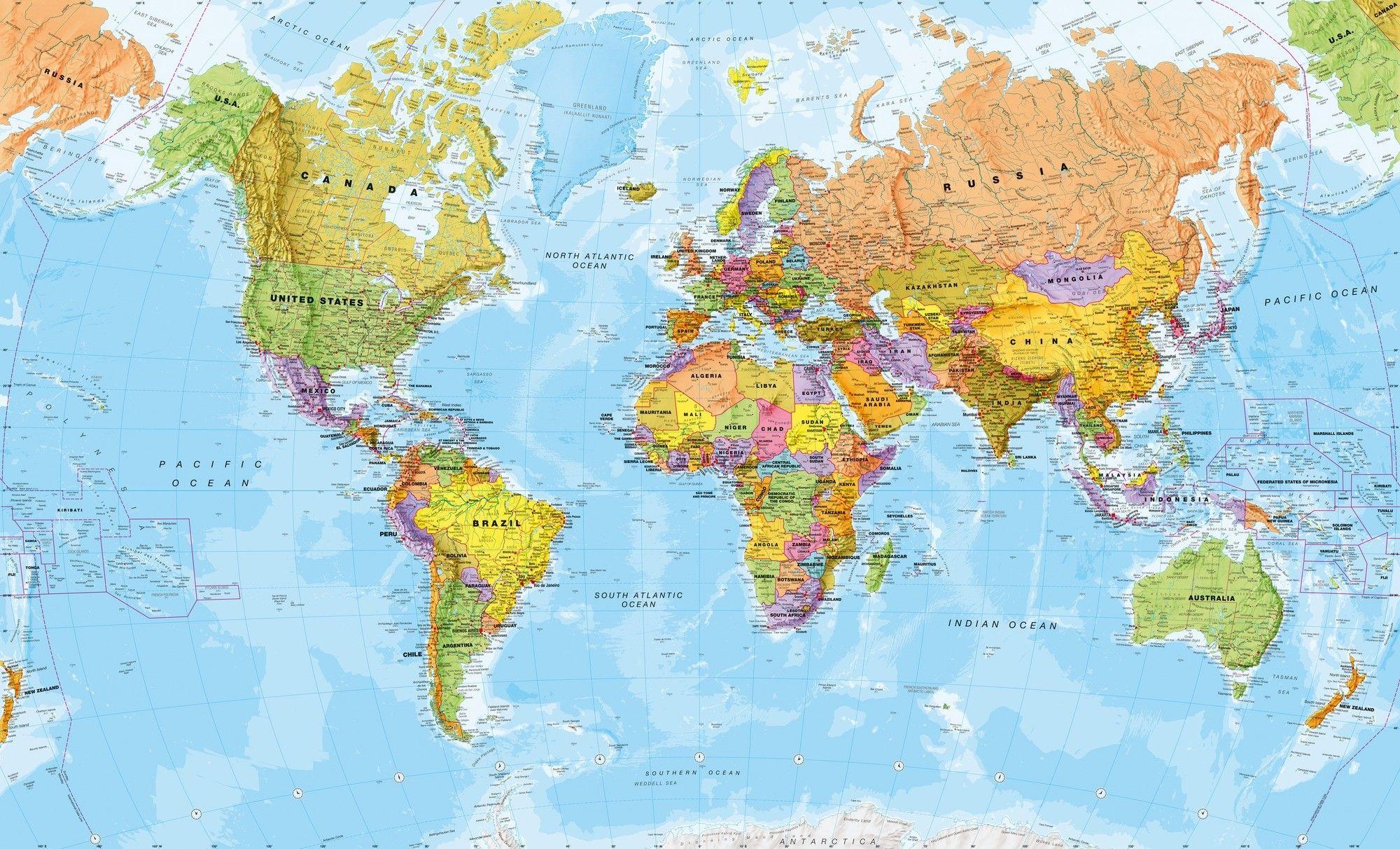 The World Map Wallpaper Fresh Political World Map Wall Mural & World
