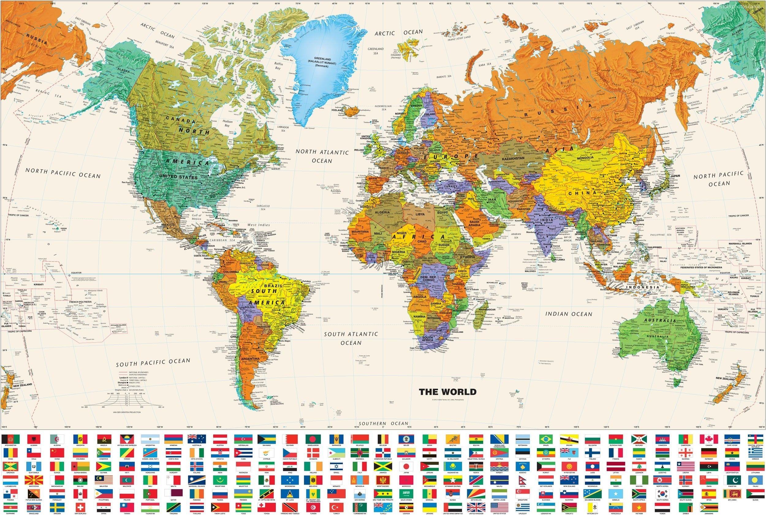 High Resolution Political Map Of The World With Countries Labeled In ...