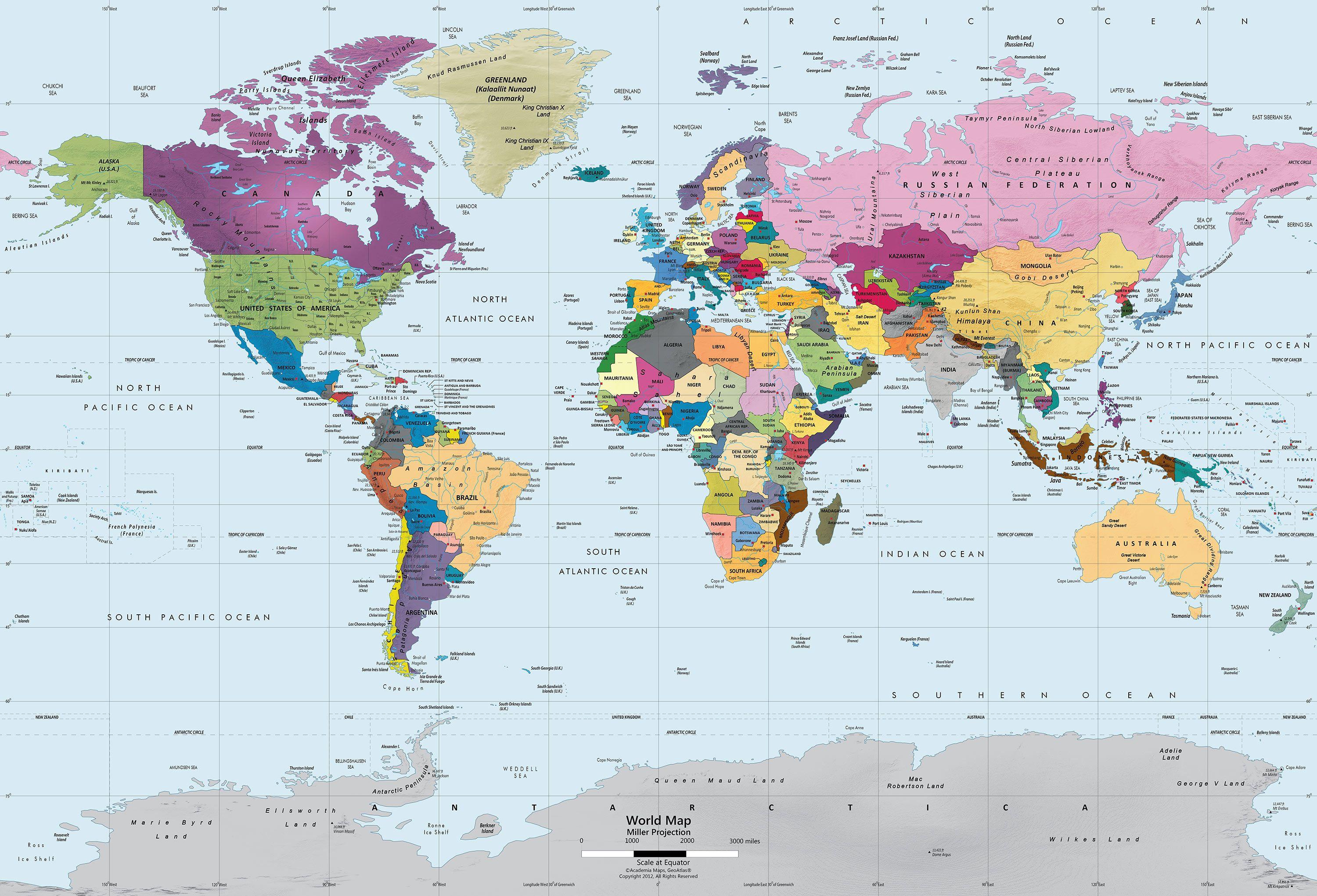 World Political Map Wallpaper High Resolution World Political Map ...
