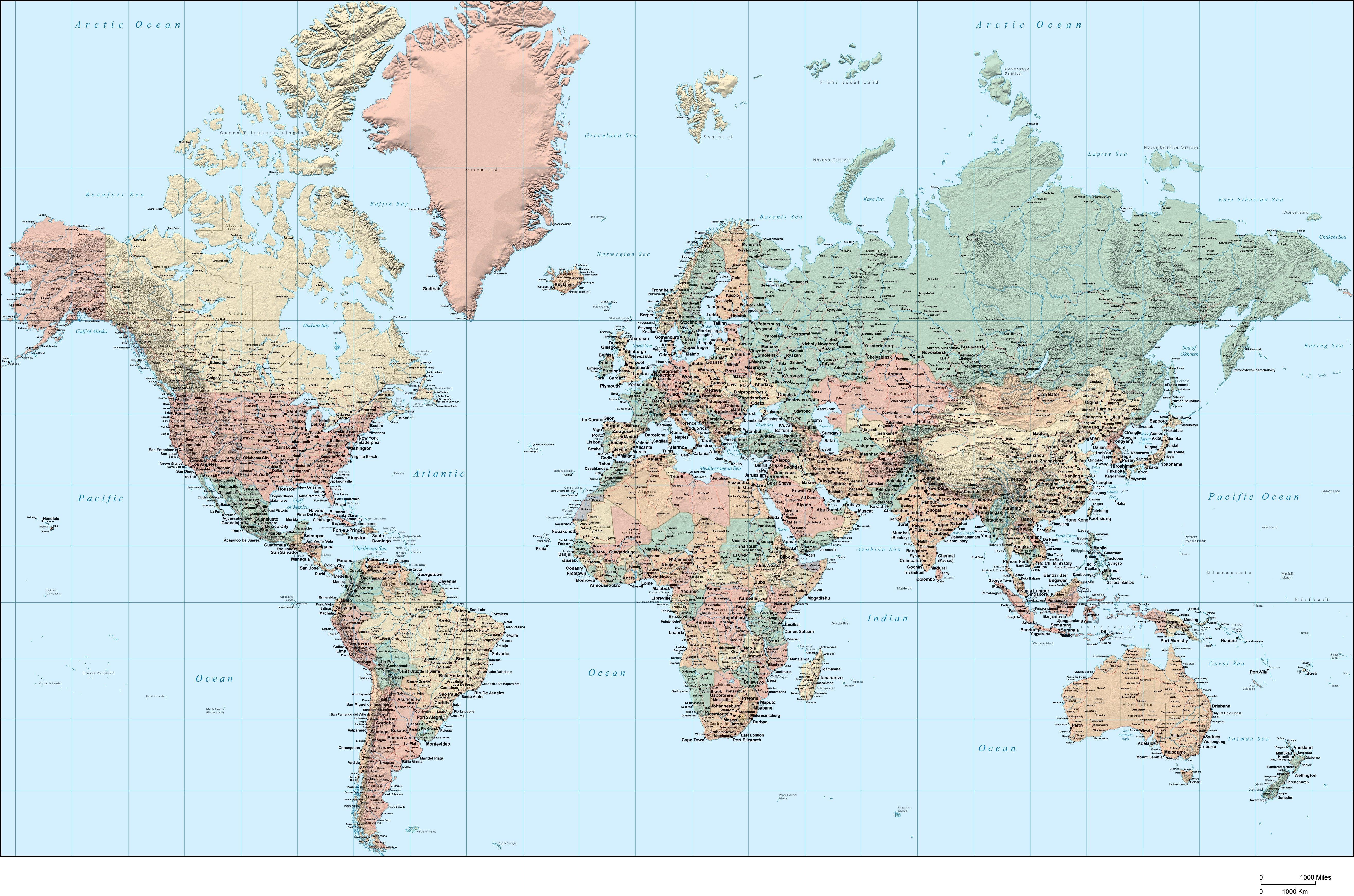 World Map High Resolution Wayne Baisey 0159