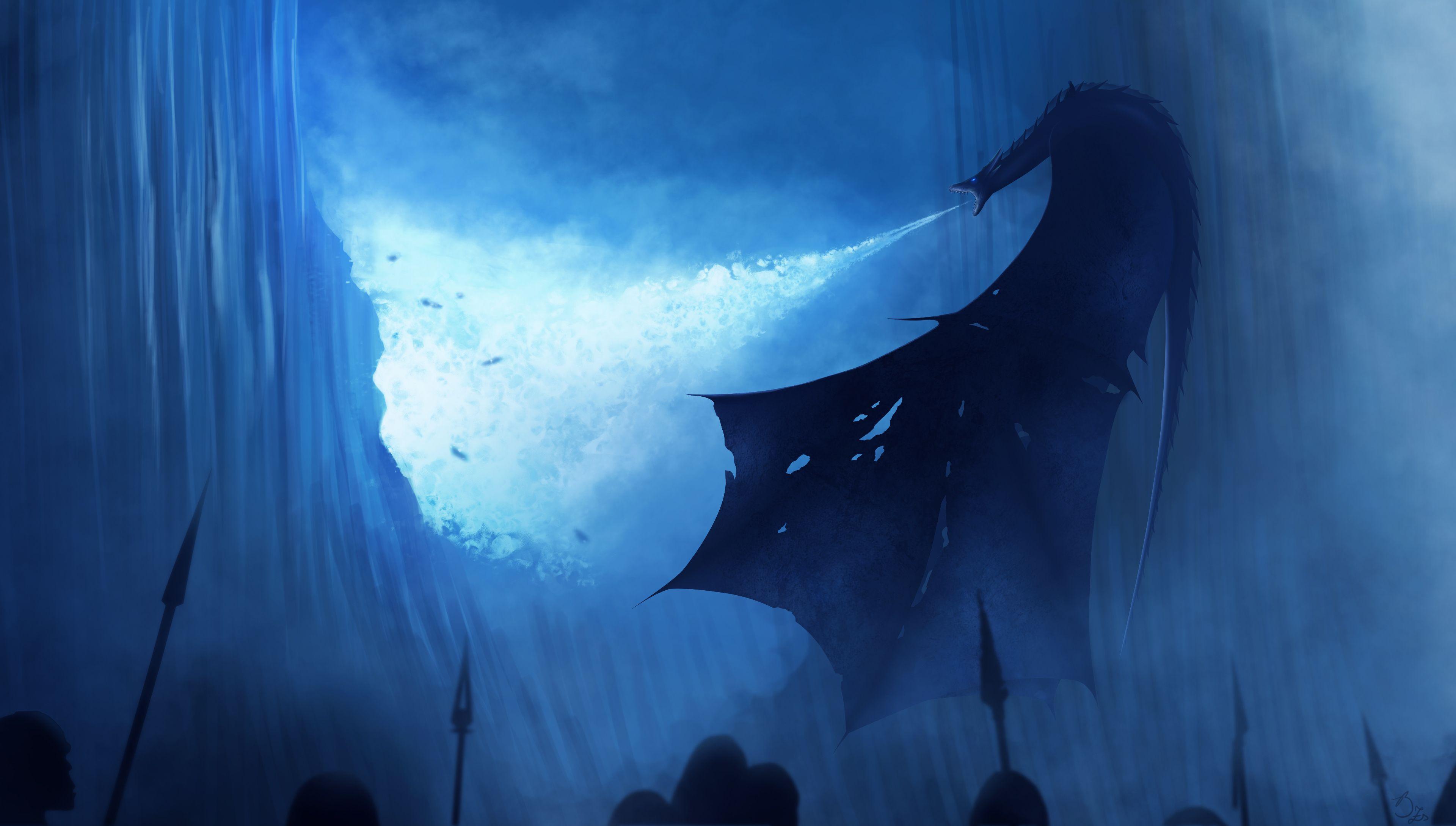 Wallpaper Snow Dragon, Game of Thrones, Season Fan Art, 4K