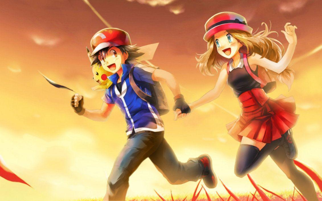 Wallpaper Ash and Serena