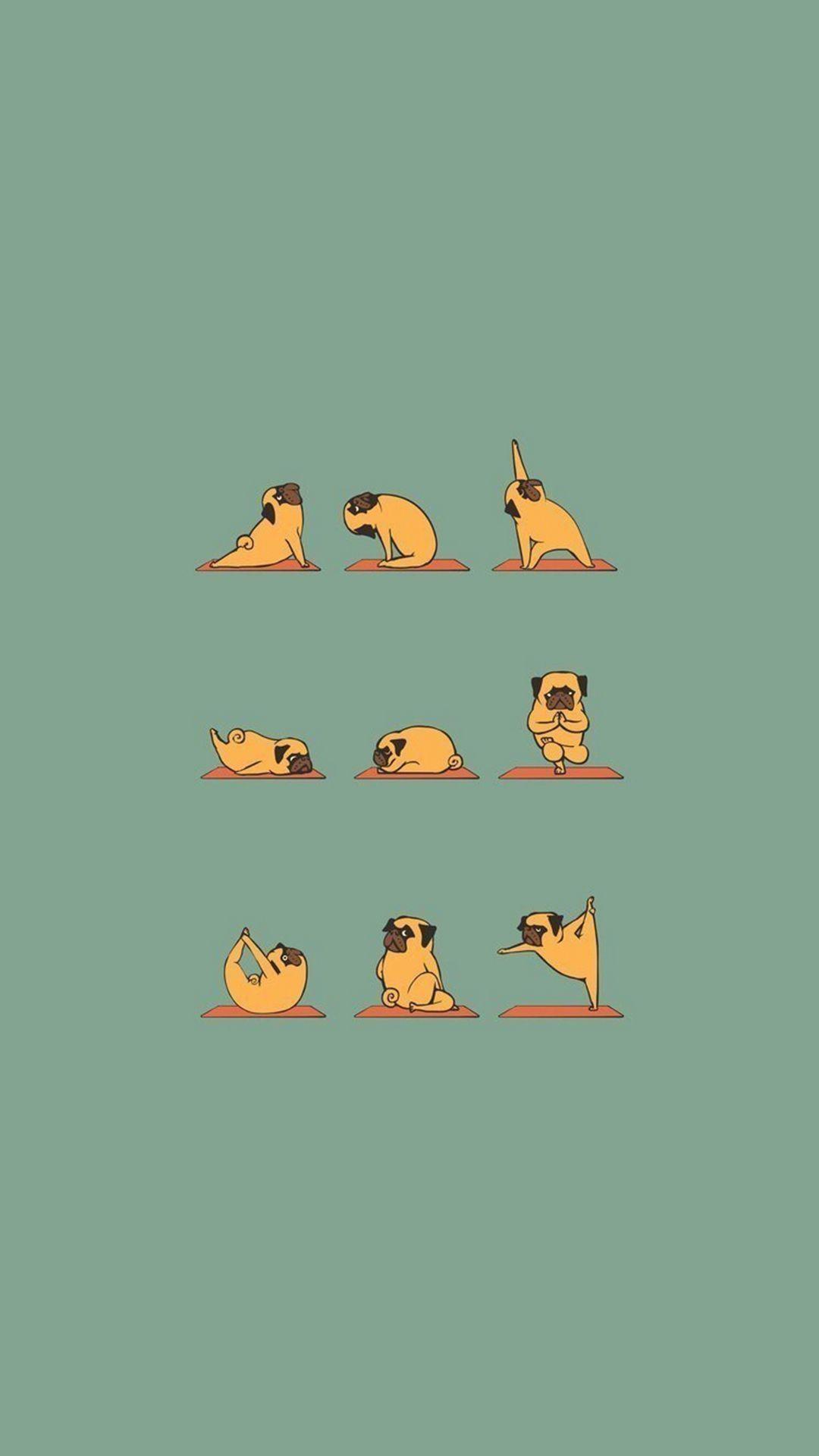 Funny Pug Doing Yoga #iPhone #plus #wallpaper. iPhone 6