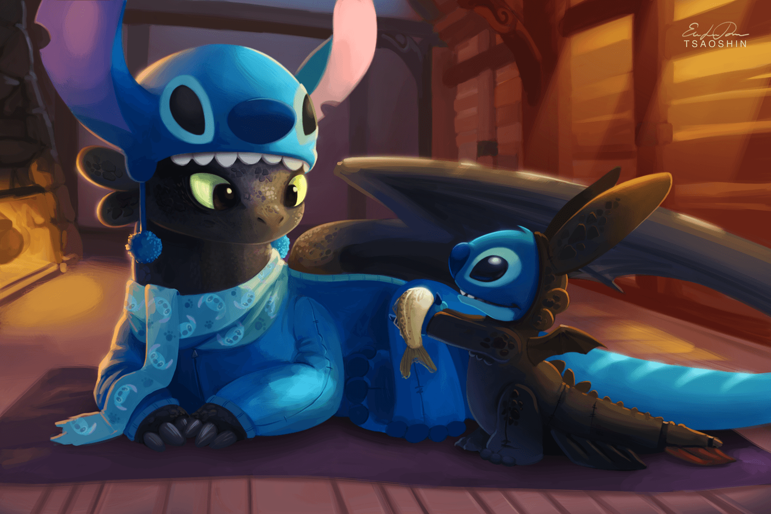 Toothless And Stitch Desktop Wallpaper