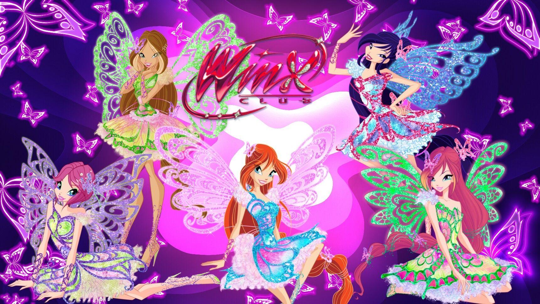 Bloom, Tecna, Roxy, Flora and Musa's Butterflix Wallpaper. Winx Club
