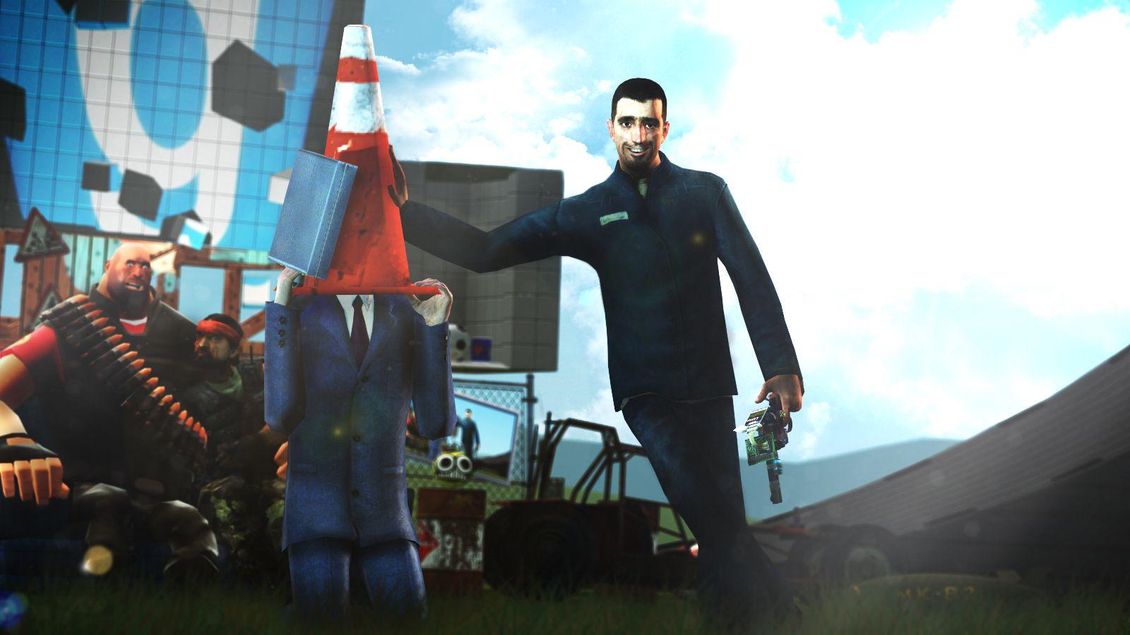 Gman with cone hat. Garry's Mod