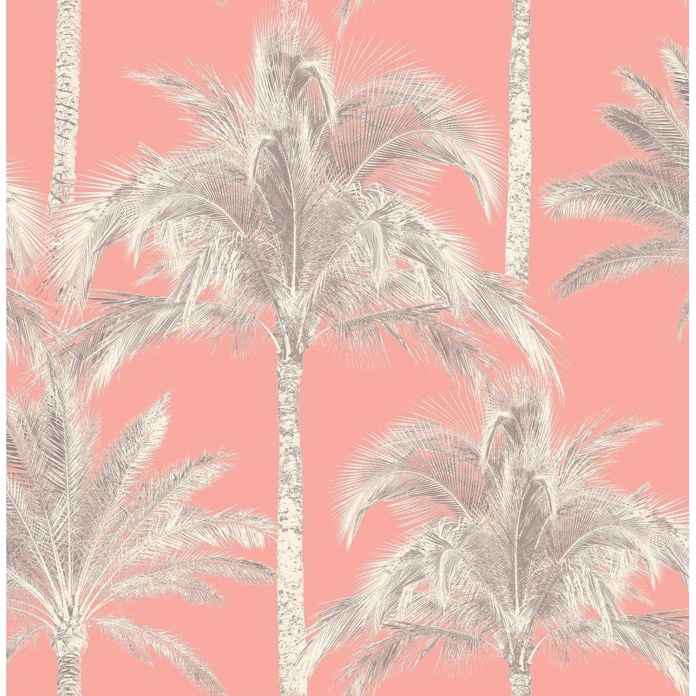Fine Decor Miami Palm Tree Wallpaper Coral (FD40905)