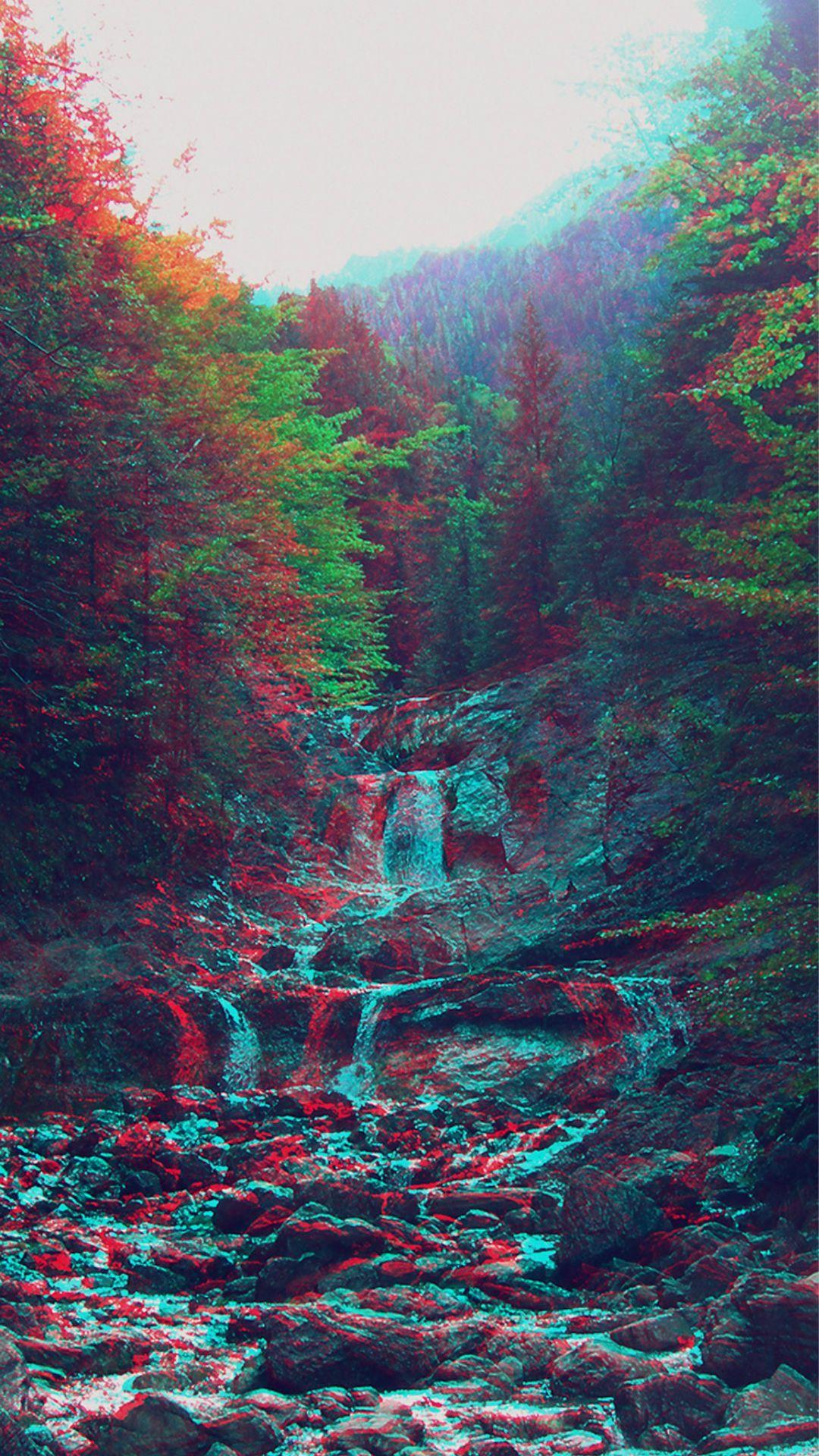 Anaglyph Mountain Green Nature Art #iPhone #wallpaper. iPhone 8