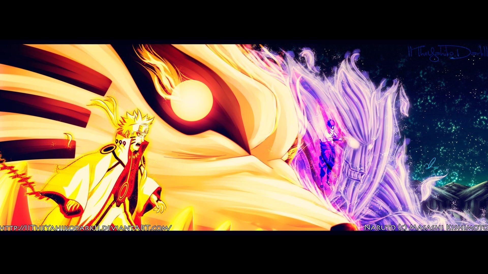 Uzumaki Naruto and Uchiha Sasuke screengrab HD wallpaper. Wallpaper