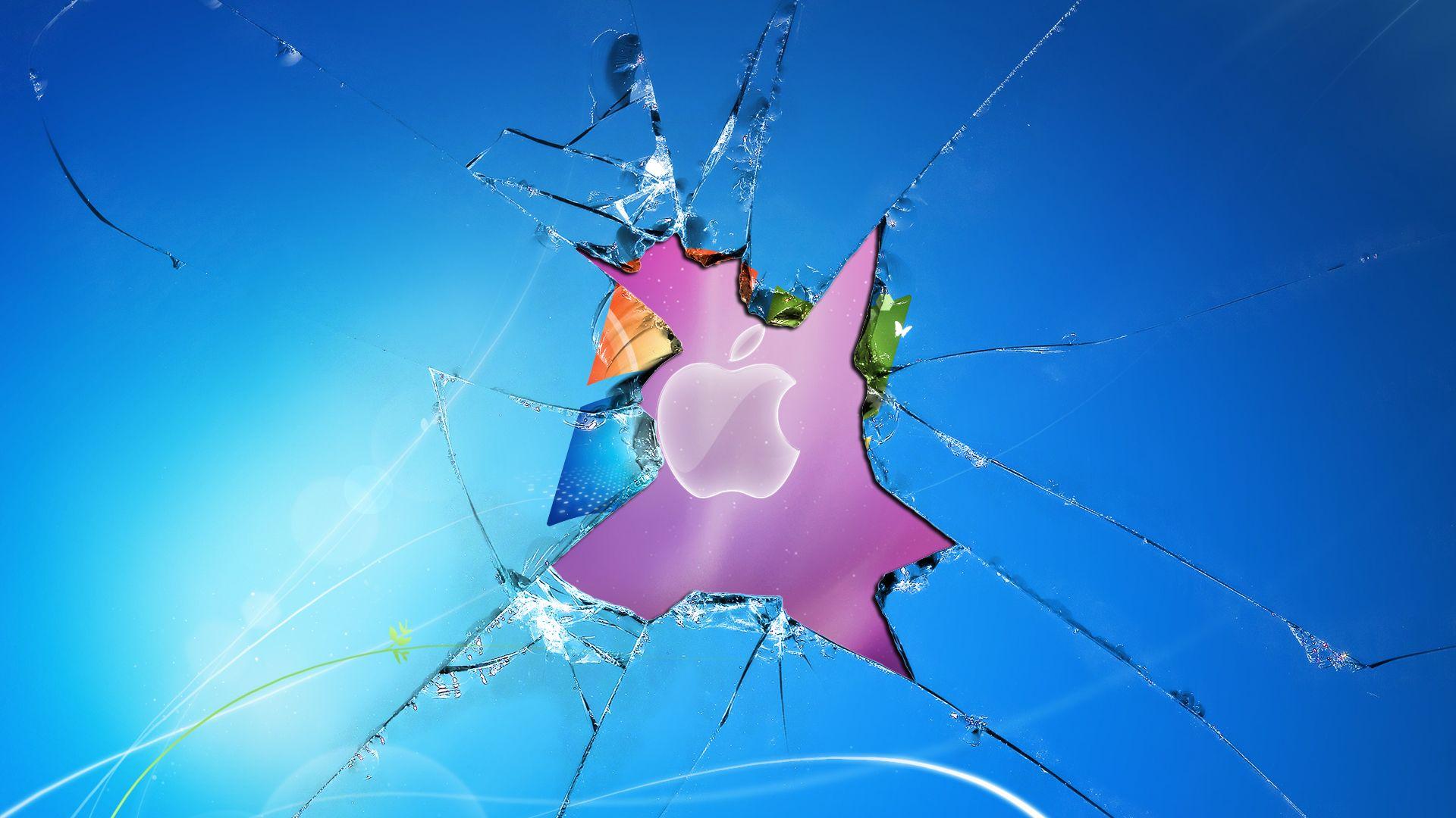 cracked screen wallpaper apple