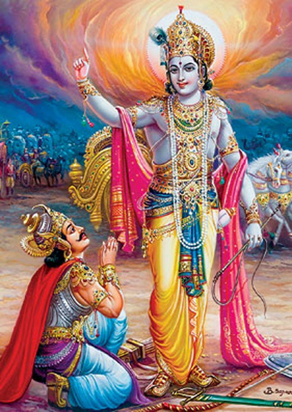 Wallpaper Lord Krishna With Arjuna Sri Saying Bhagavad Gita To