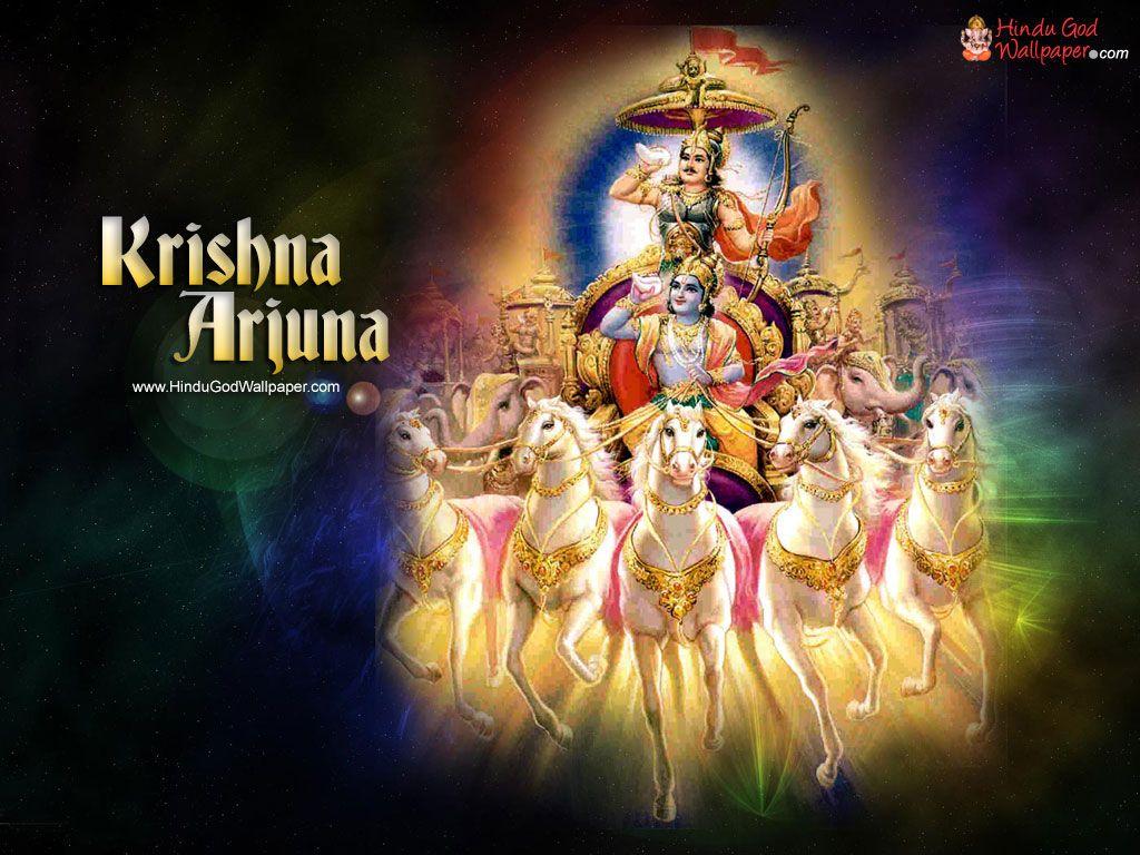 Lord Krishna and Arjuna Wallpaper Picture