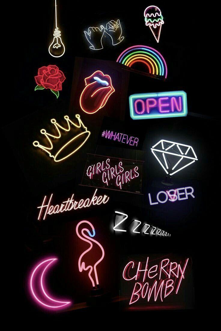 Neon Lights Patchwork. Wallpaper for Your Phone. iPhone wallpaper