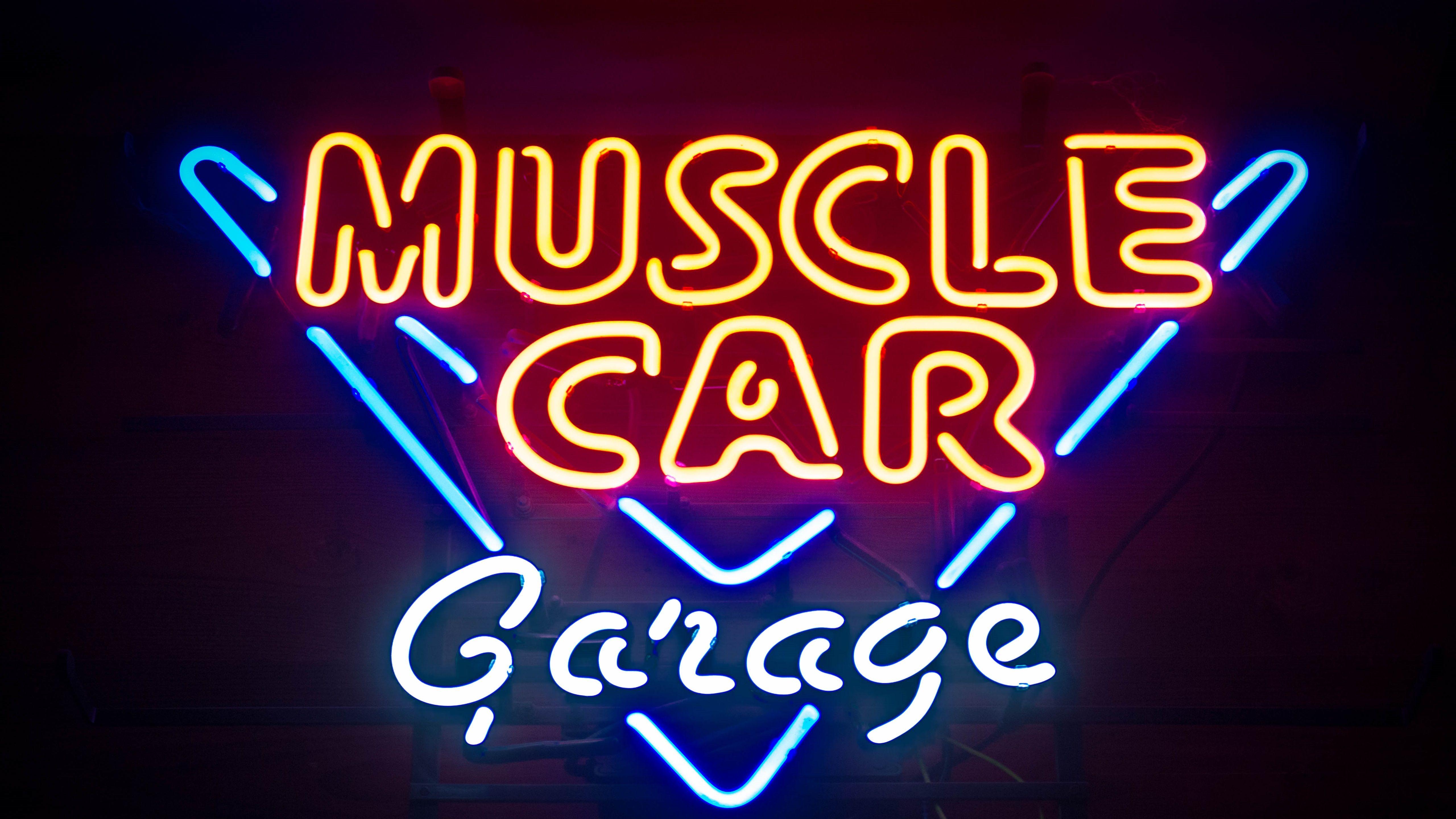 Muscle Car Garage Neon Sign Wallpaper. Wallpaper Studio 10. Tens