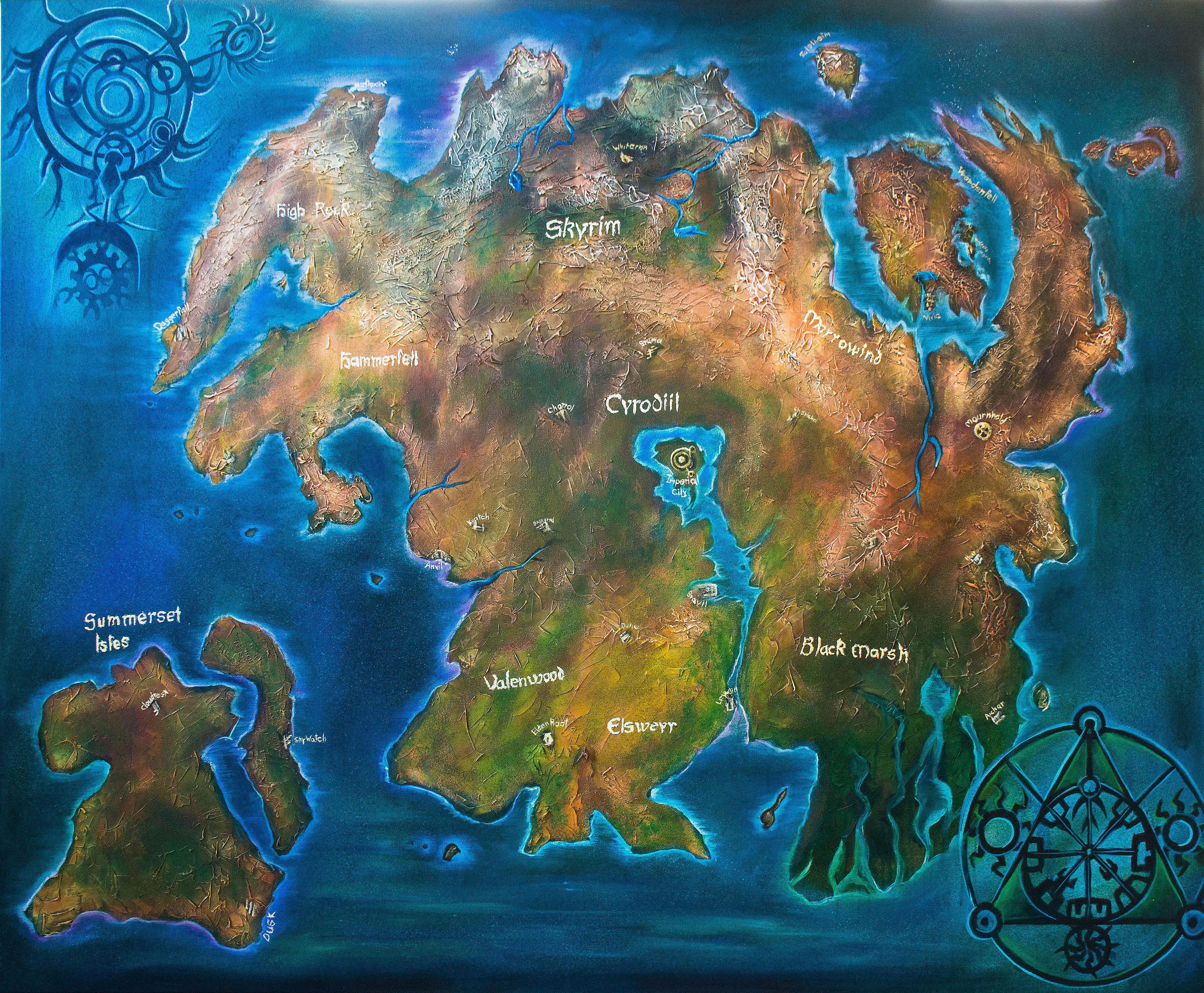 Just finished painting a map of Tamriel for my friend. I was told to