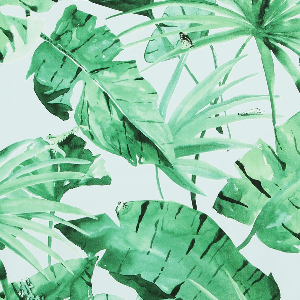 Tropical Natural Green And Baby Blue Leaves Wallpaper R4192 • Walls