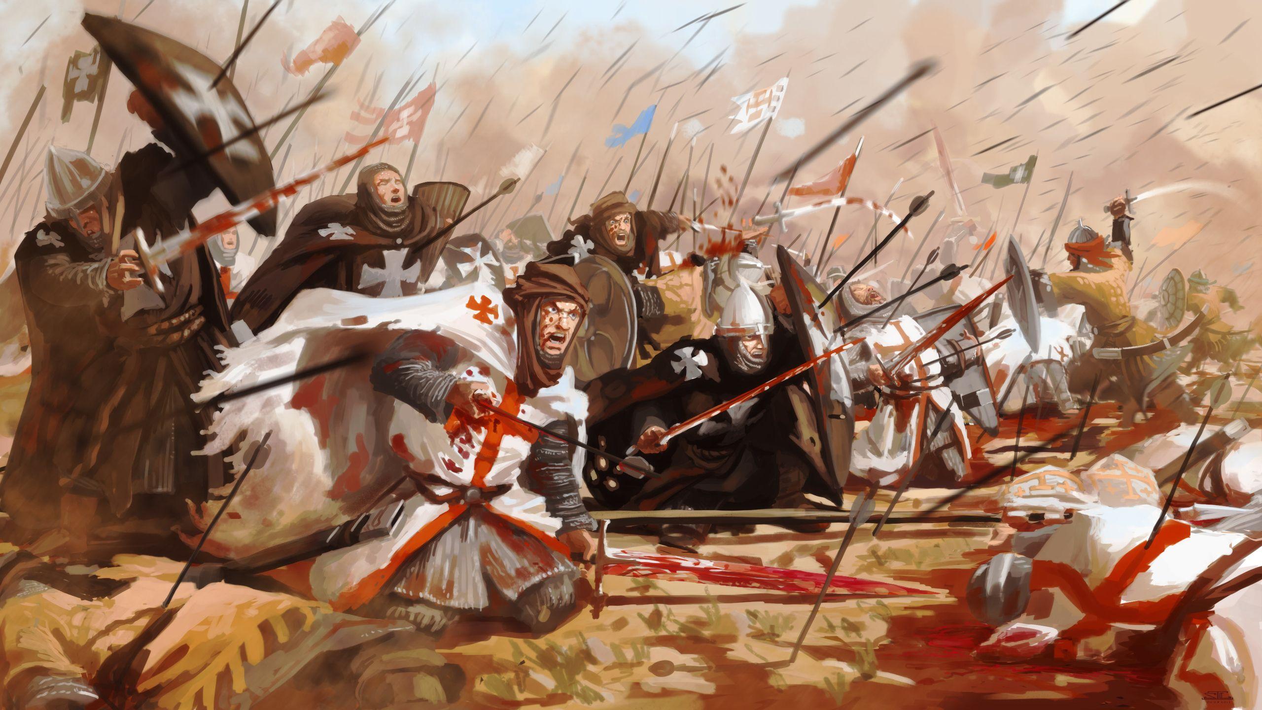 Download wallpaper battle, the hospitallers, the templars, battle