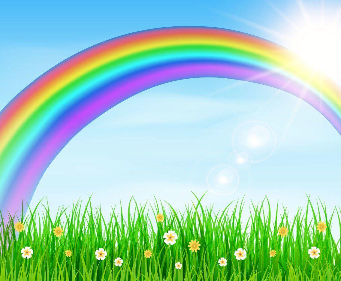Beautiful Spring Rainbow Background Vector Art & Graphics