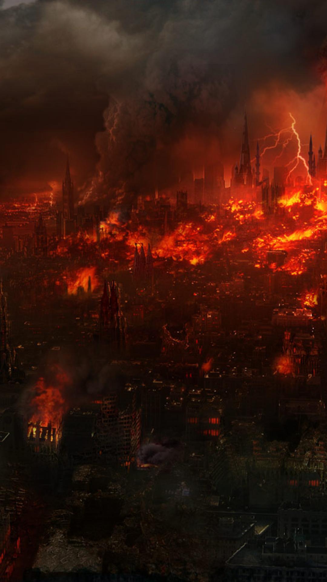 ScreenHeaven: Hell Philip Straub apocalyptic burning cities desktop