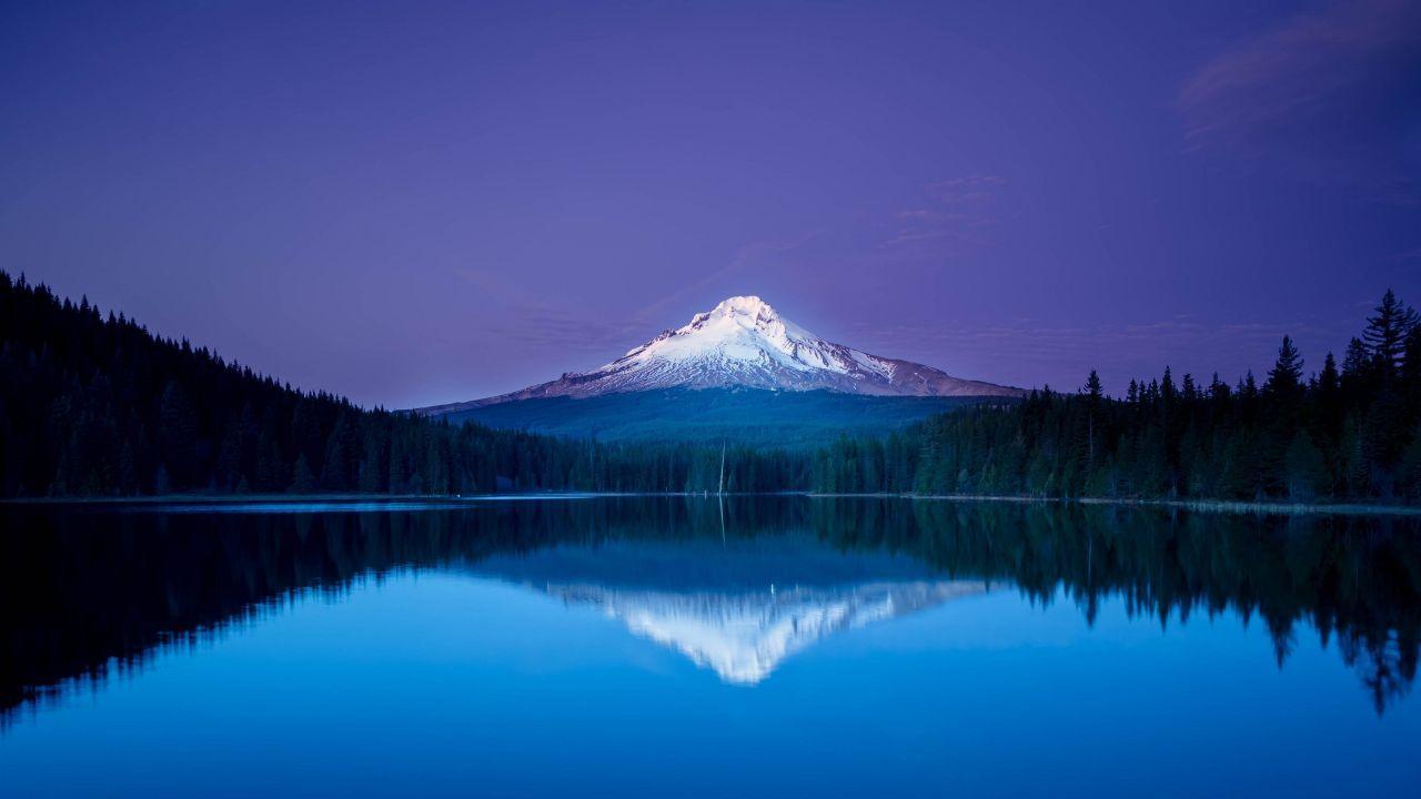 Wallpaper Mountains, Lake reflection, 4K, Nature
