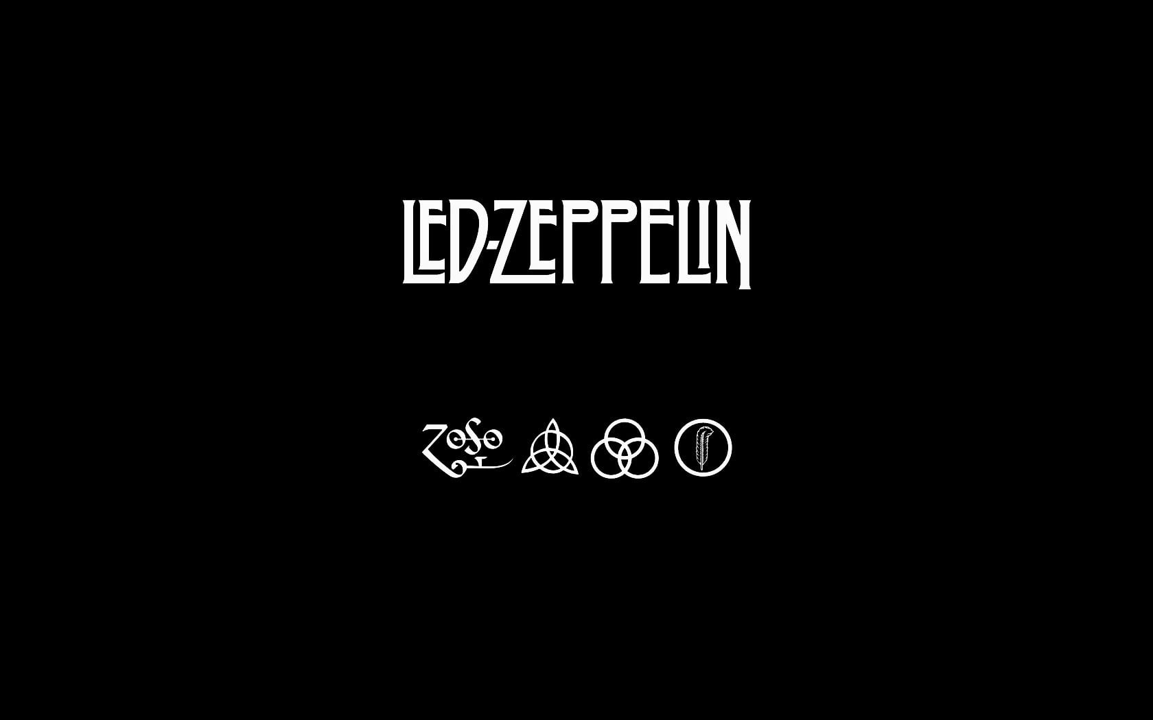 Black background with text overlay, Led Zeppelin, music, minimalism