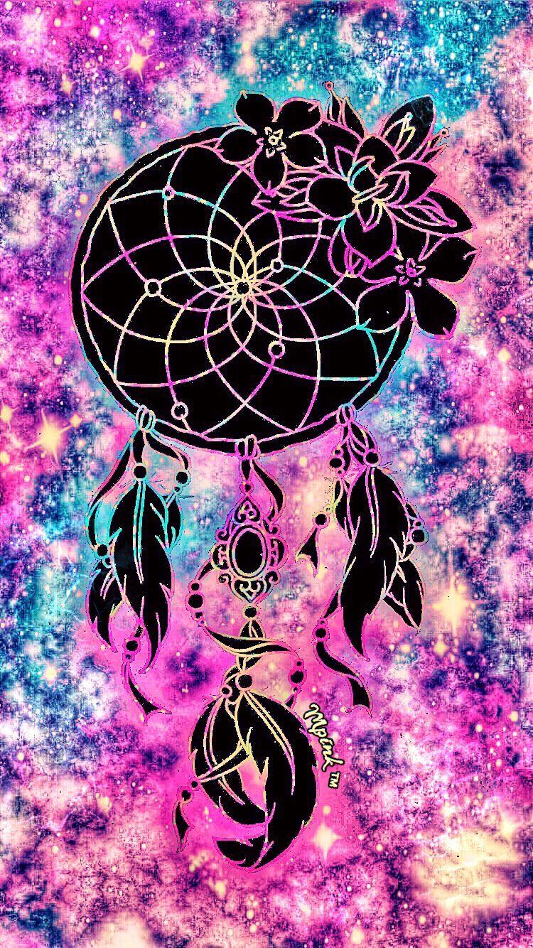 Pretty Neon Dreamcatcher Galaxy Wallpaper #androidwallpaper