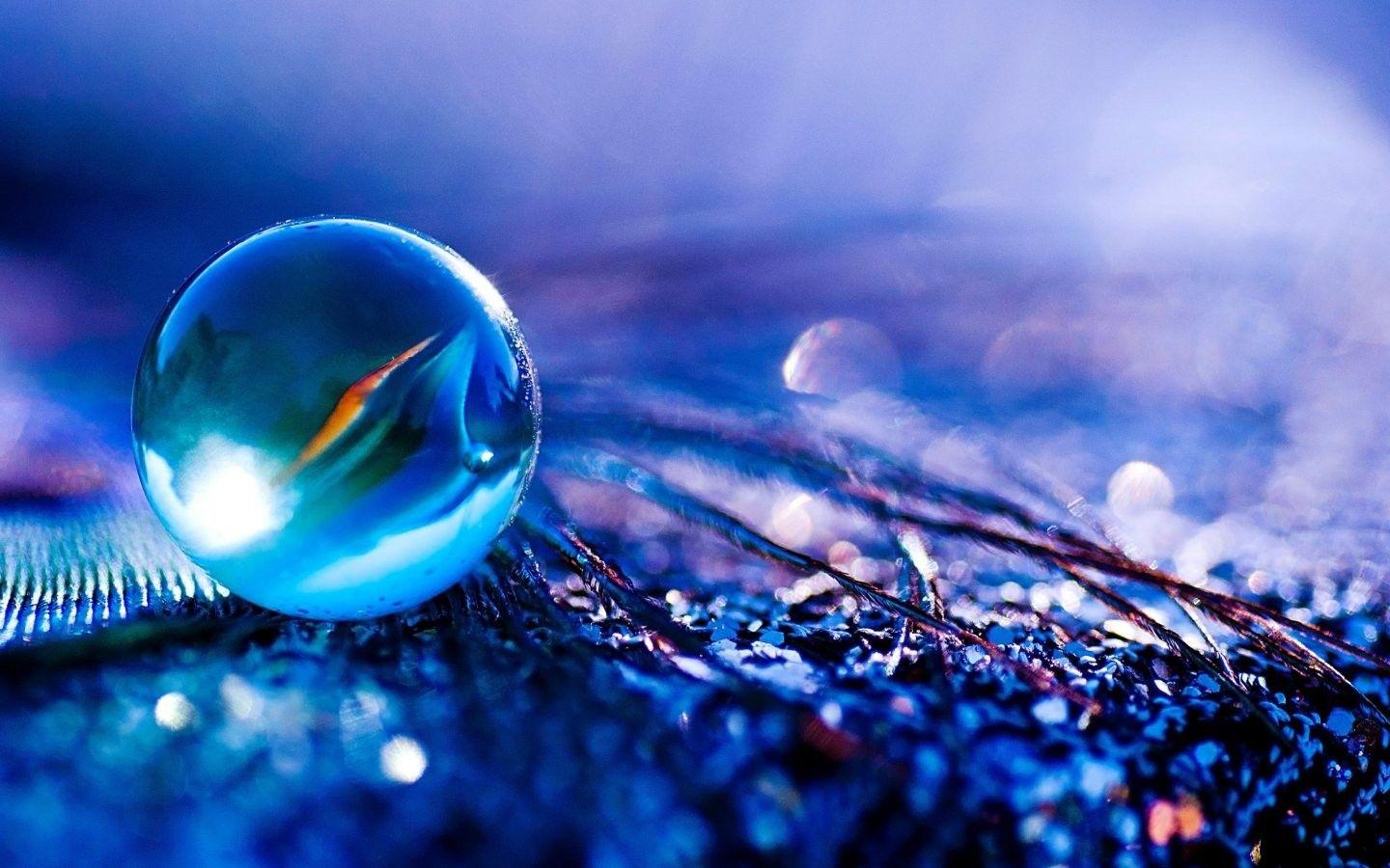 Rain Water Blue Nature Crystal Ball Closeup Macro Natures Drop Drops
