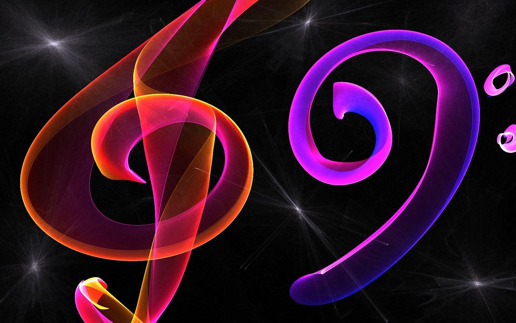 Neon Music Notes Background. Cool Purple Neon Background Wallpaper