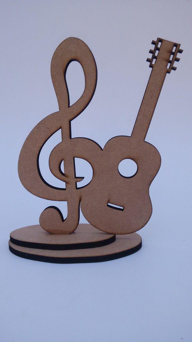 Clave de sol com violão em MDF 6mm com base de sustentação