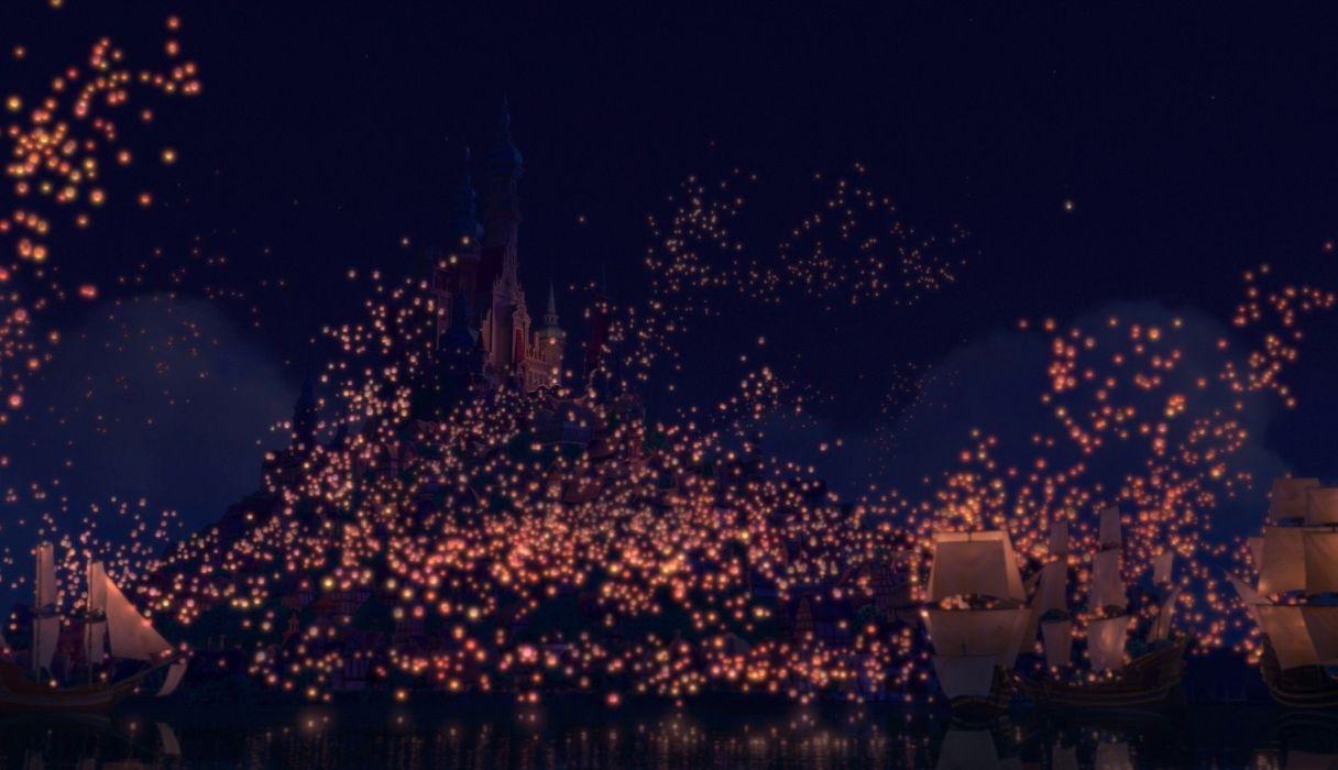 Disney company movies night lights lanterns tangled rapunzel