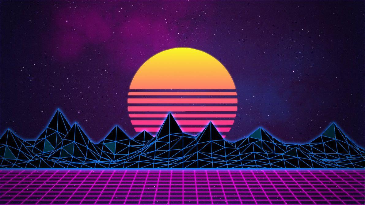 Retrowave Neon 80's Background By Rafael De Jongh