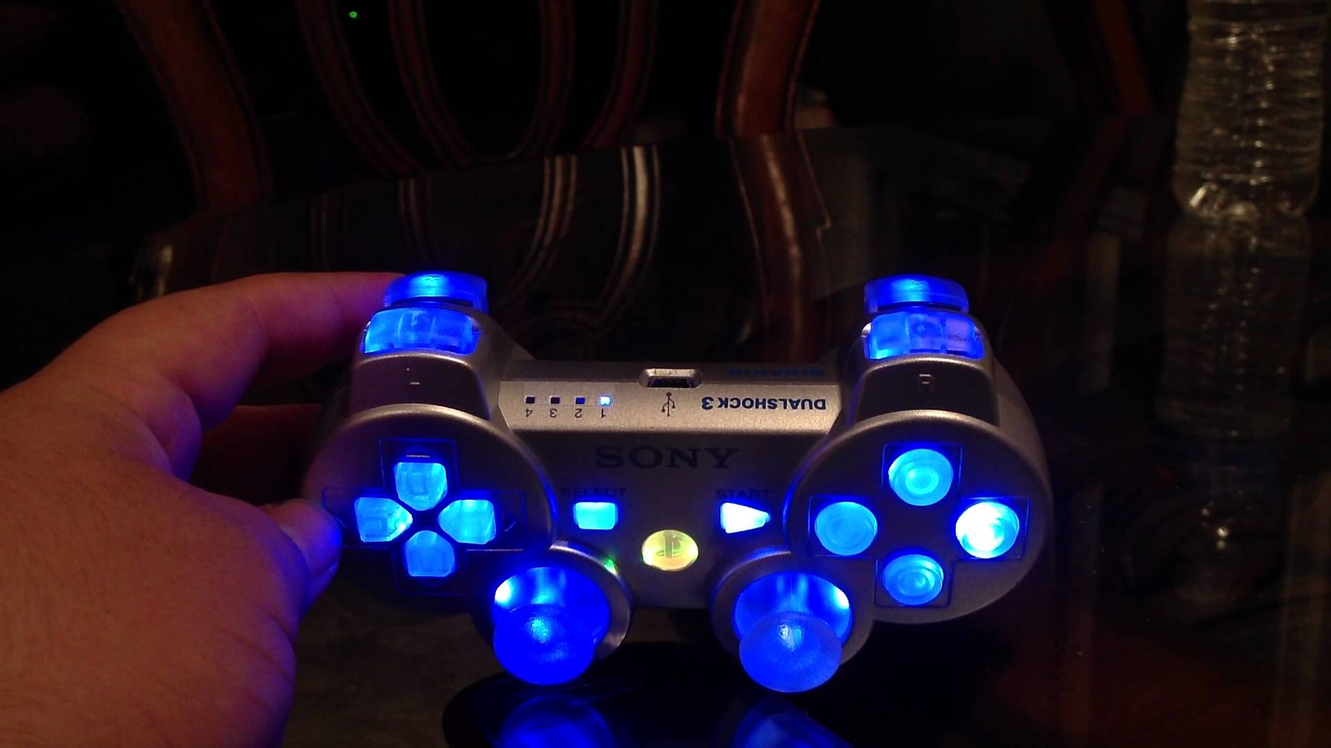 Silver Modded PS3 controller with LED Lights