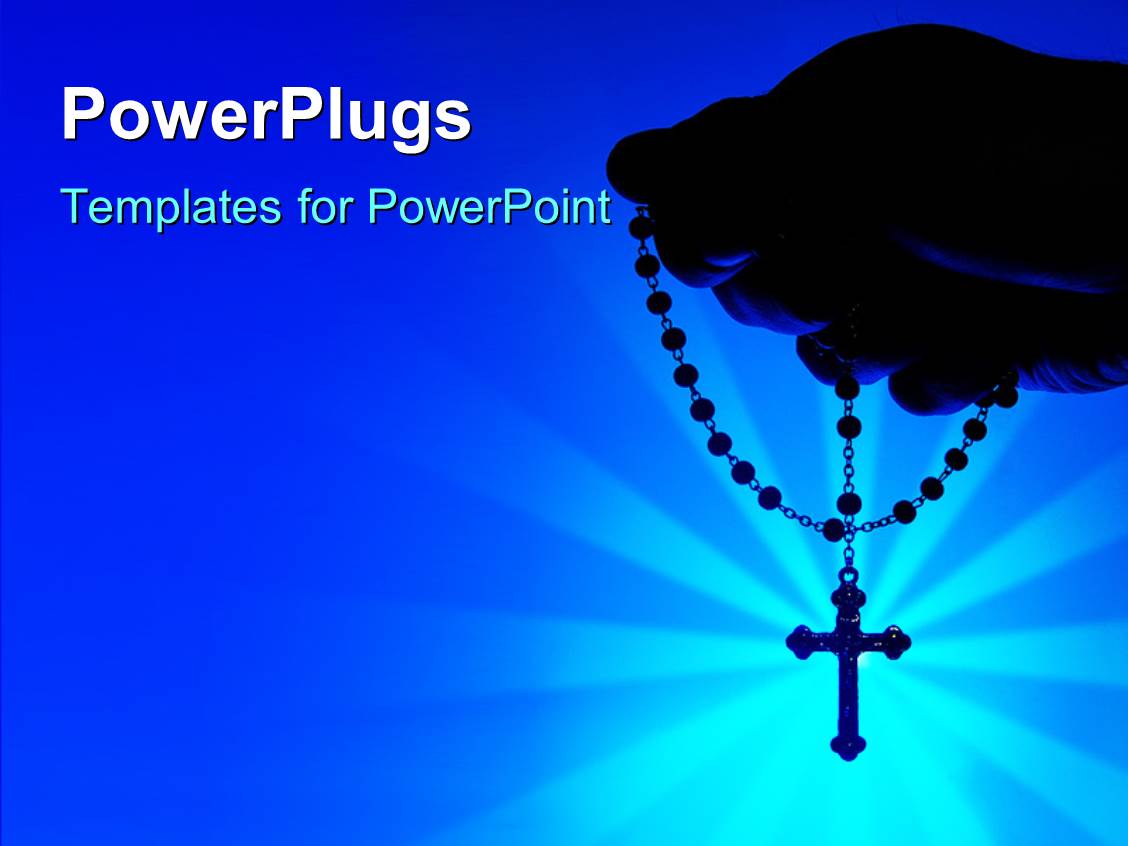 PowerPoint, cute rosary beads with crucifix laying on brown